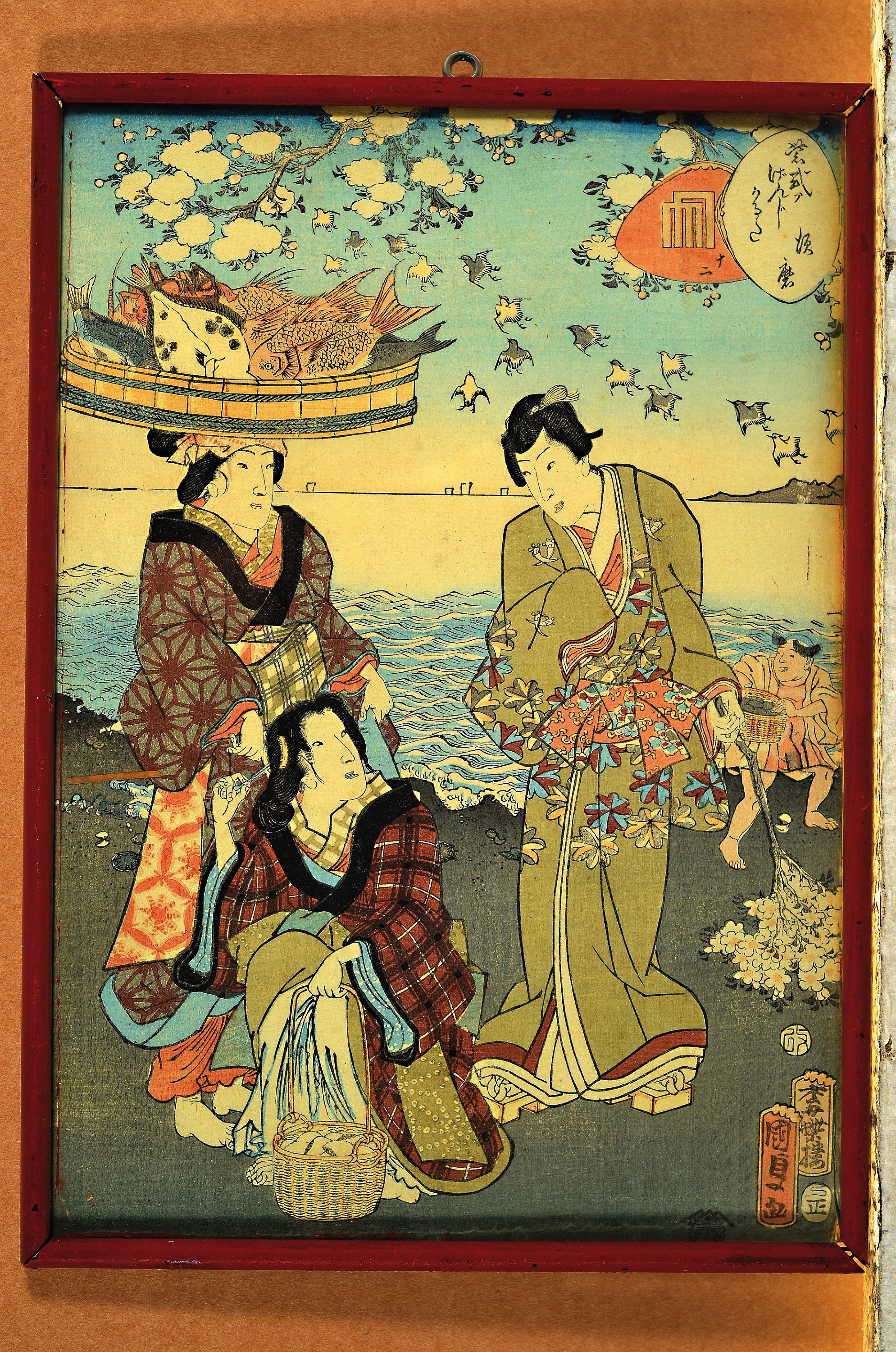 Detail l: Drei japanische Farbholzschnitte: Koho Shoda (1871-1946), Utagawa Kunisada (1786-1865) & Utagawa Kuniyoshi (1798-1861), Shoda: ohne Titel (Schrein), ...