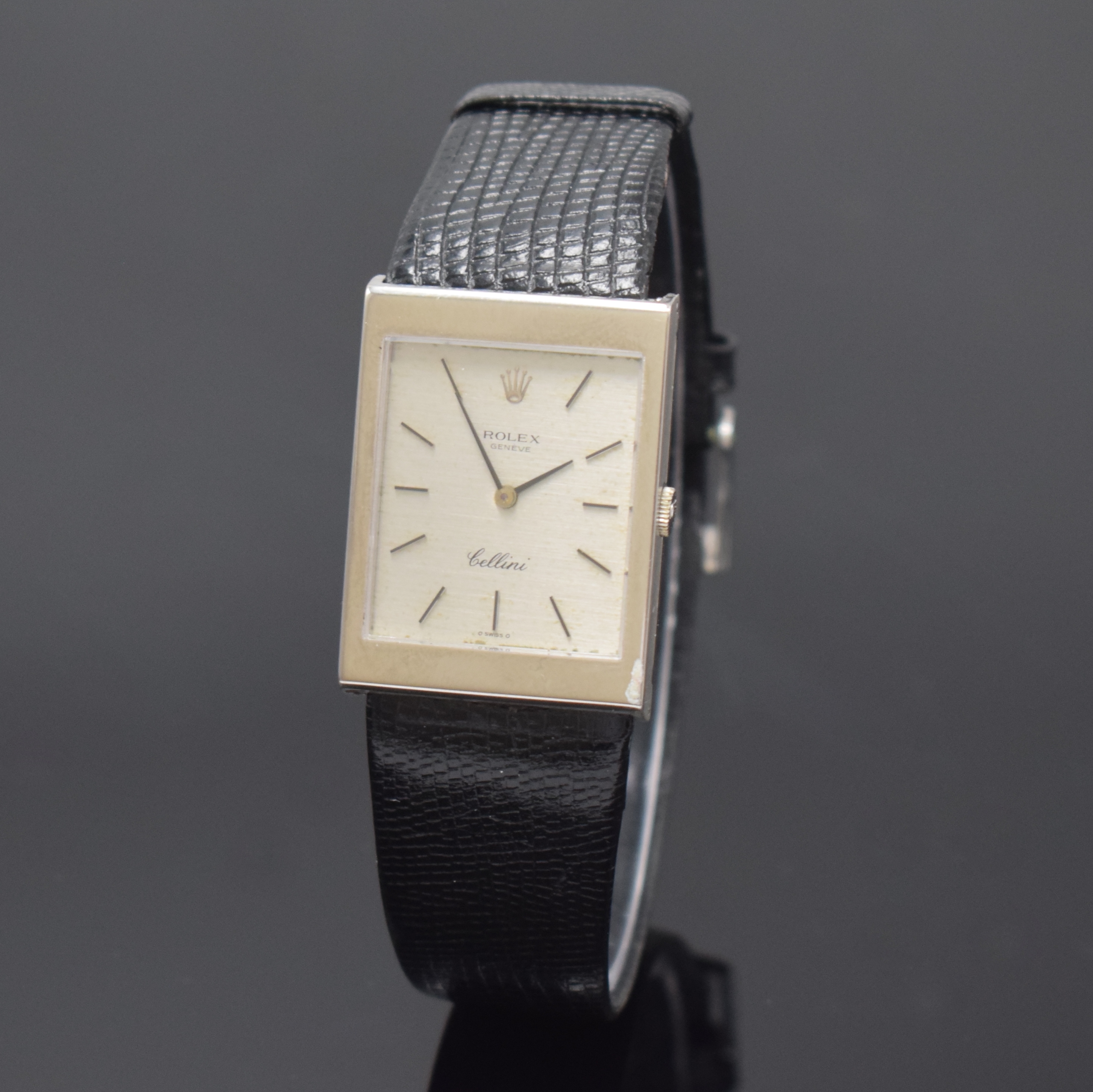 ROLEX Armbanduhr Serie Cellini in WG 750/000 Referenz 4027, Handaufzug, Schweiz um 1990, Boden m. Schmuckmonogramm N G S aufgedr., verd. Bandanst., ...