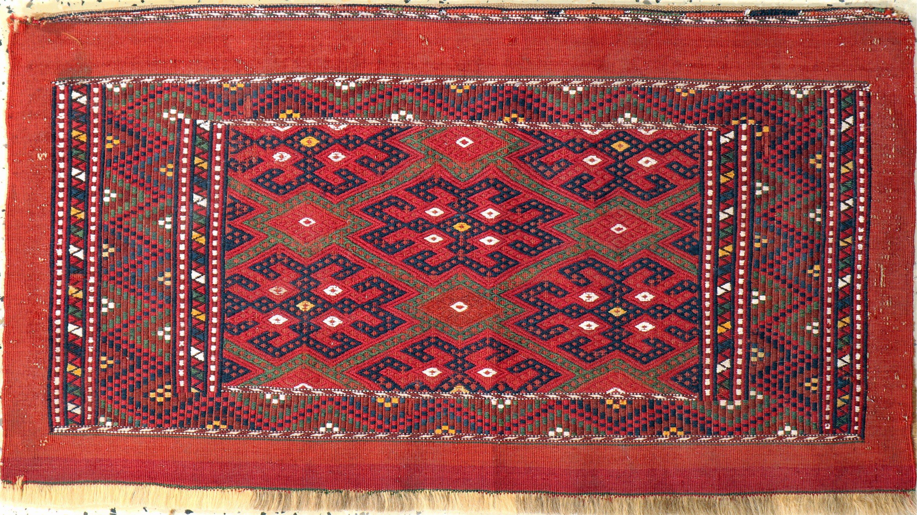 Ersari Sumakh Tasche, Turkmenistan, Anfang 20.Jhd, Wolle auf Wolle, ca. 85 x 45 cm, EHZ: 2-3
