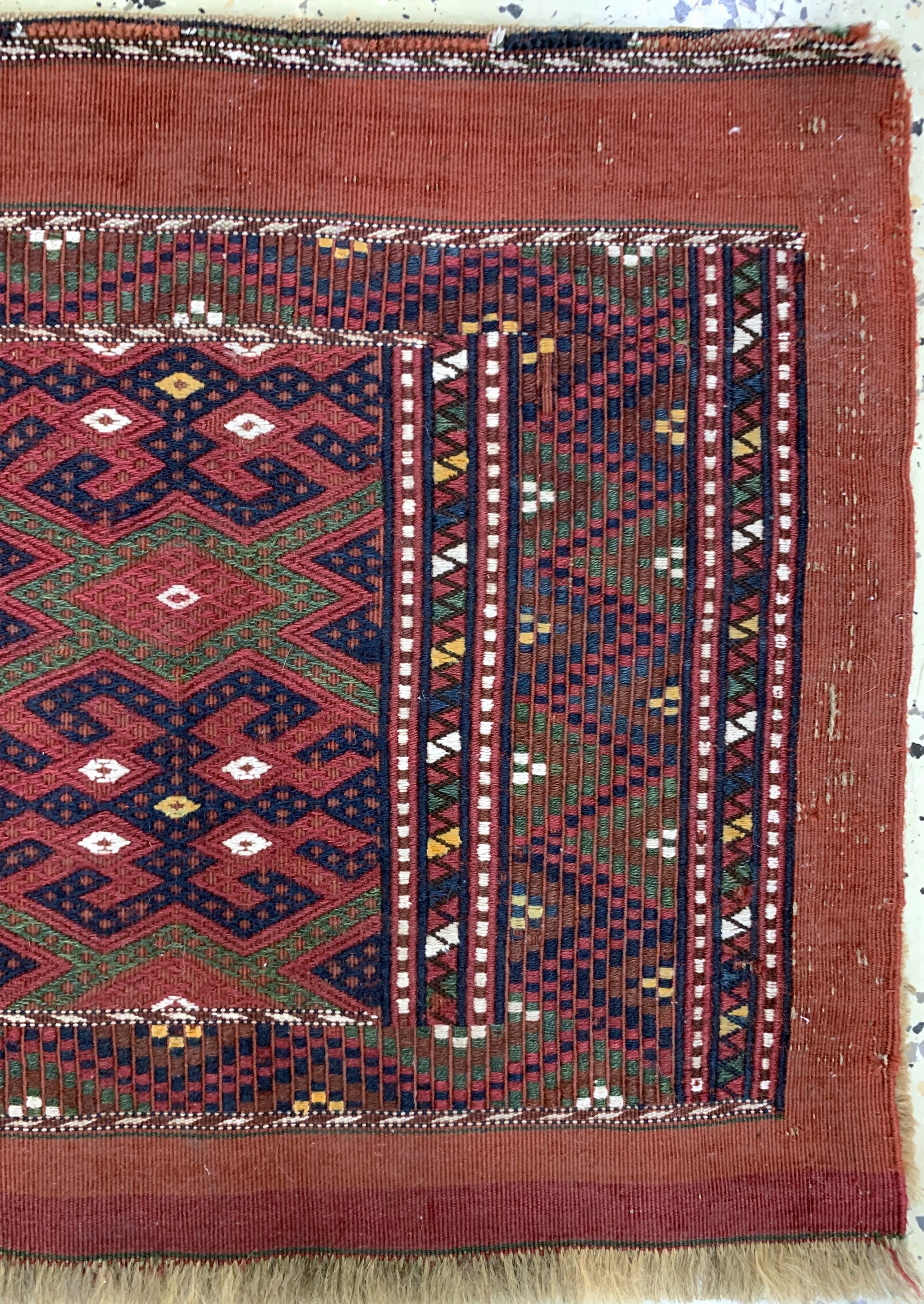 Detail a: Ersari Sumakh Tasche, Turkmenistan, Anfang 20.Jhd, Wolle auf Wolle, ca. 85 x 45 cm, EHZ: 2-3