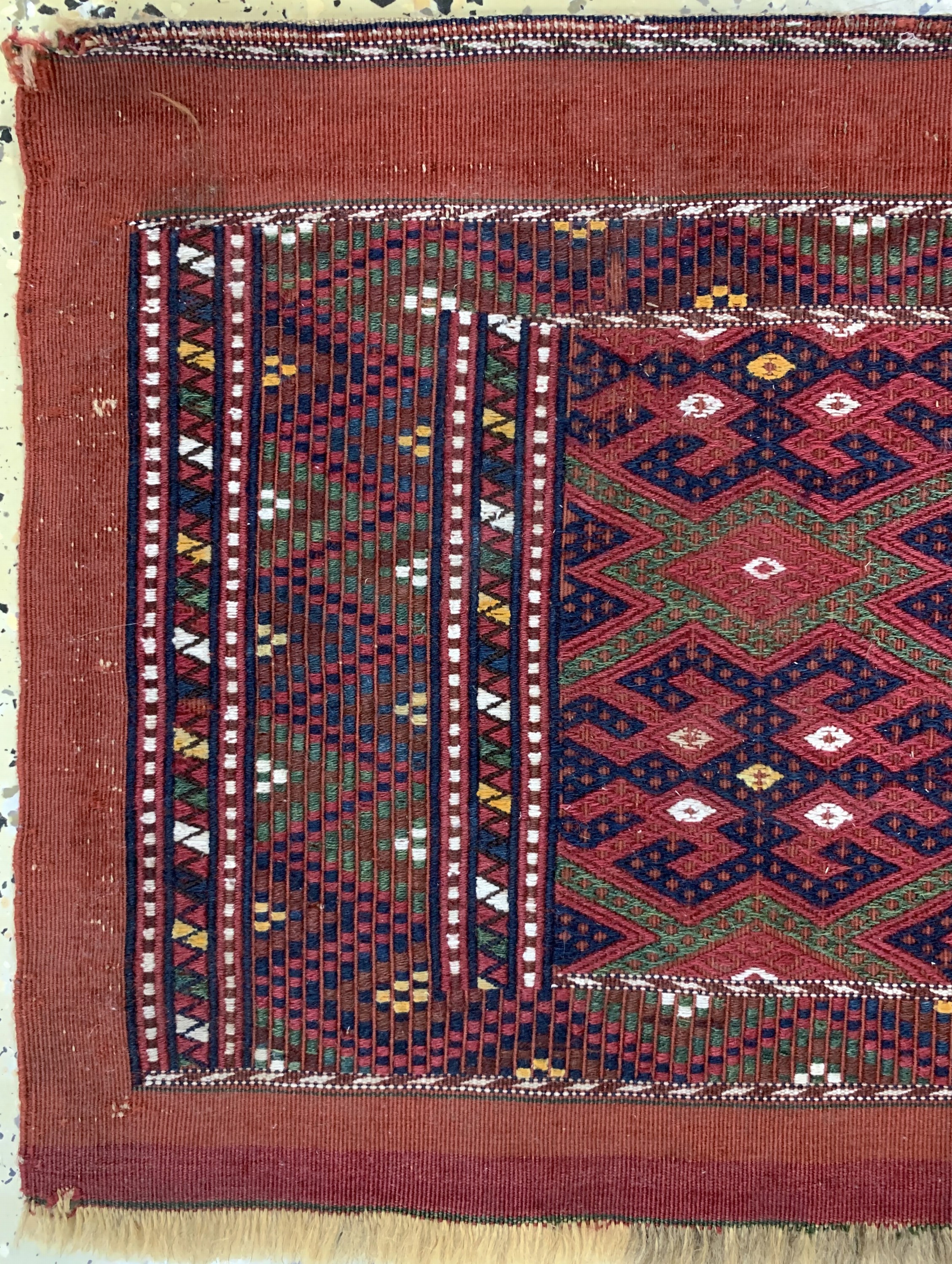 Detail b: Ersari Sumakh Tasche, Turkmenistan, Anfang 20.Jhd, Wolle auf Wolle, ca. 85 x 45 cm, EHZ: 2-3