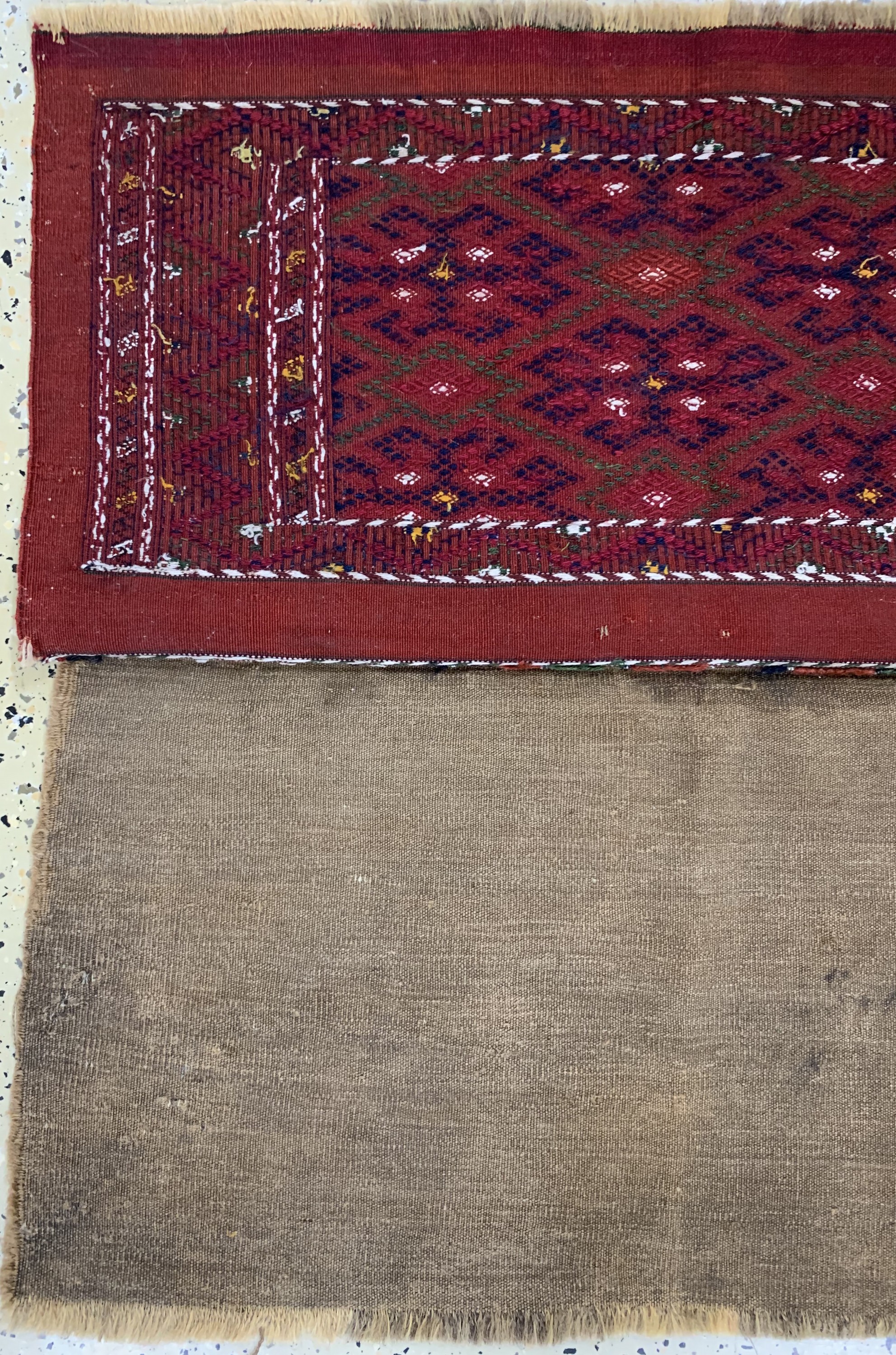 Detail c: Ersari Sumakh Tasche, Turkmenistan, Anfang 20.Jhd, Wolle auf Wolle, ca. 85 x 45 cm, EHZ: 2-3
