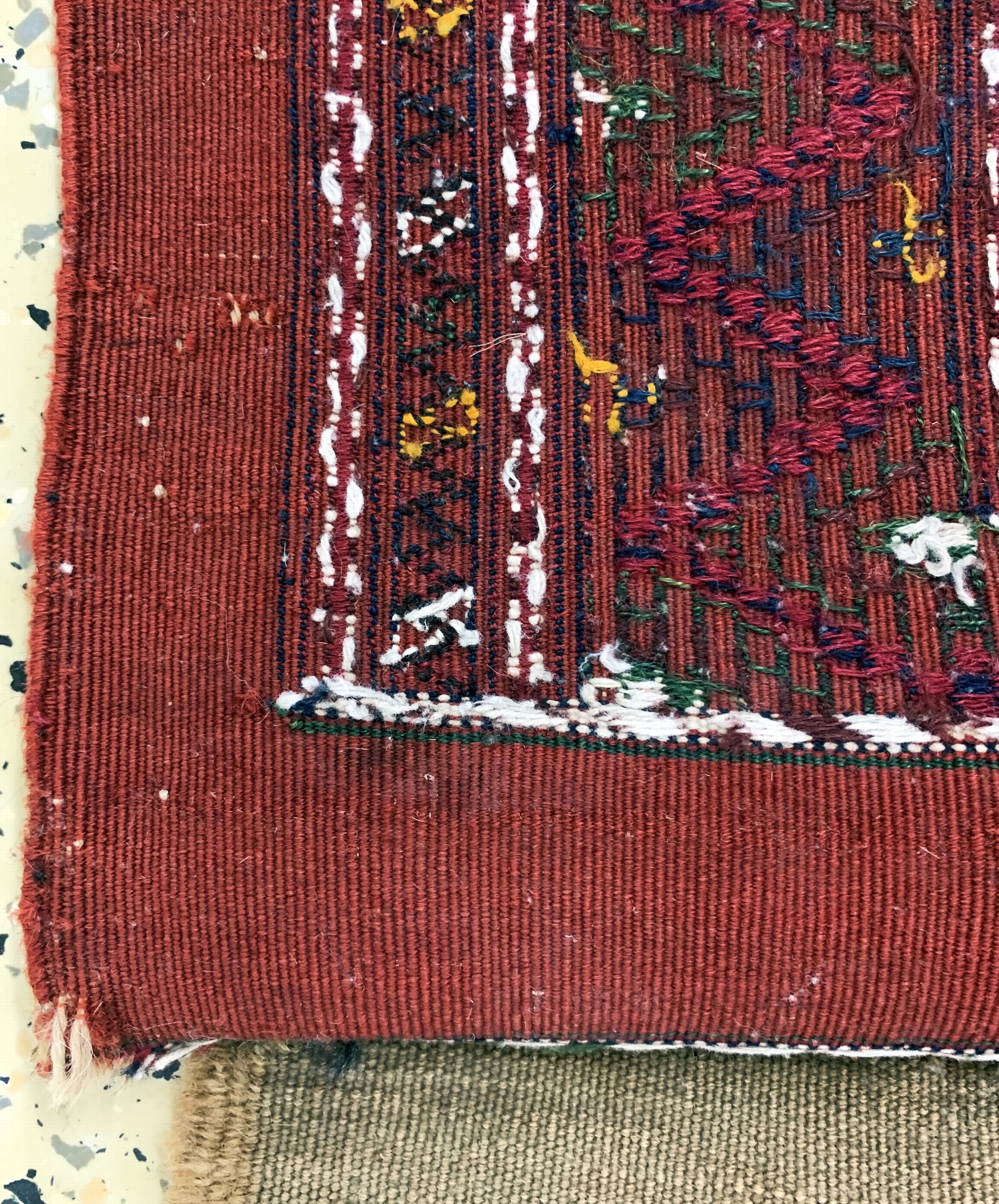 Detail d: Ersari Sumakh Tasche, Turkmenistan, Anfang 20.Jhd, Wolle auf Wolle, ca. 85 x 45 cm, EHZ: 2-3