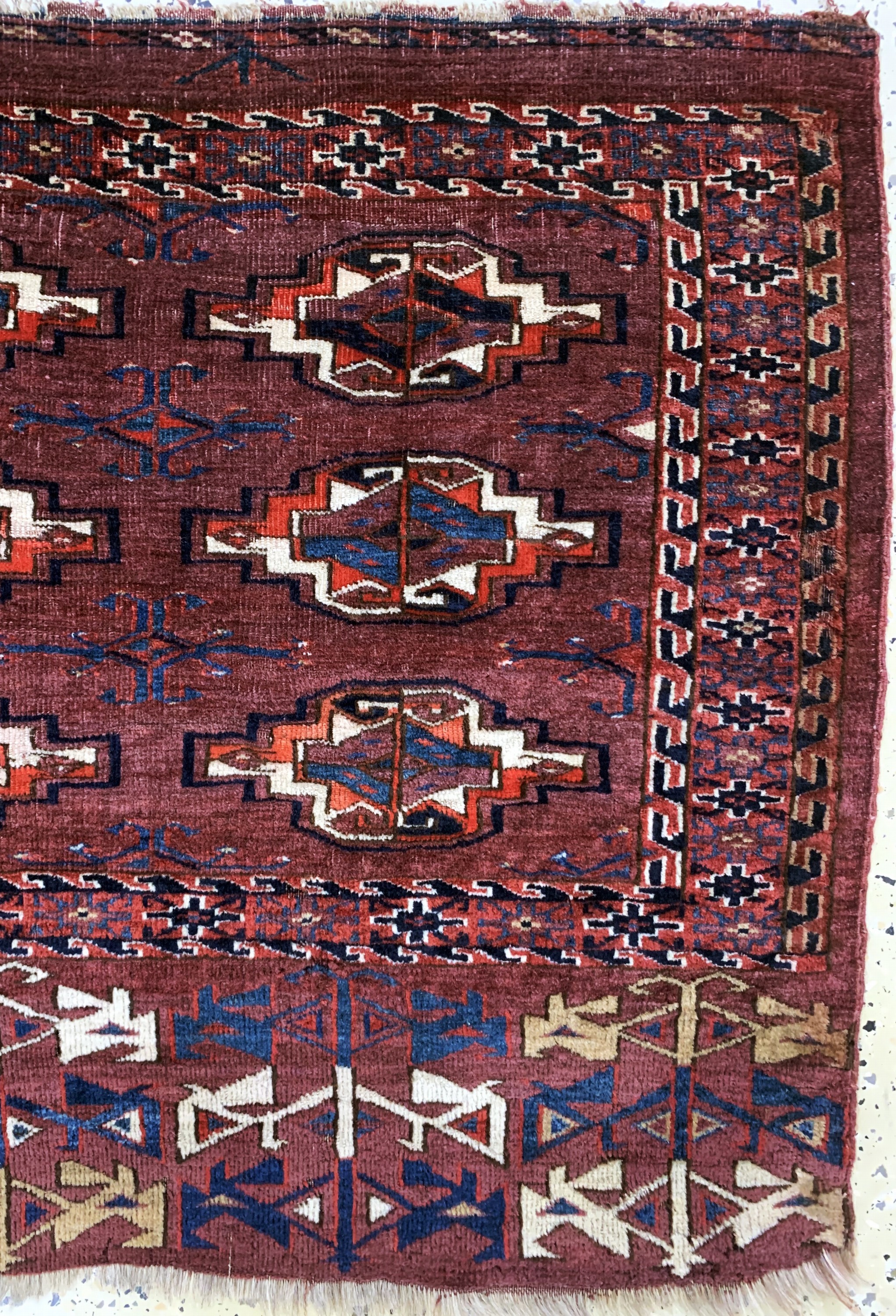 Detail a: Yomud Tschowal antik, Turkmenistan, 19.Jhd,Wolle auf Wolle, ca. 126 x 83 cm, EHZ: 3-4
