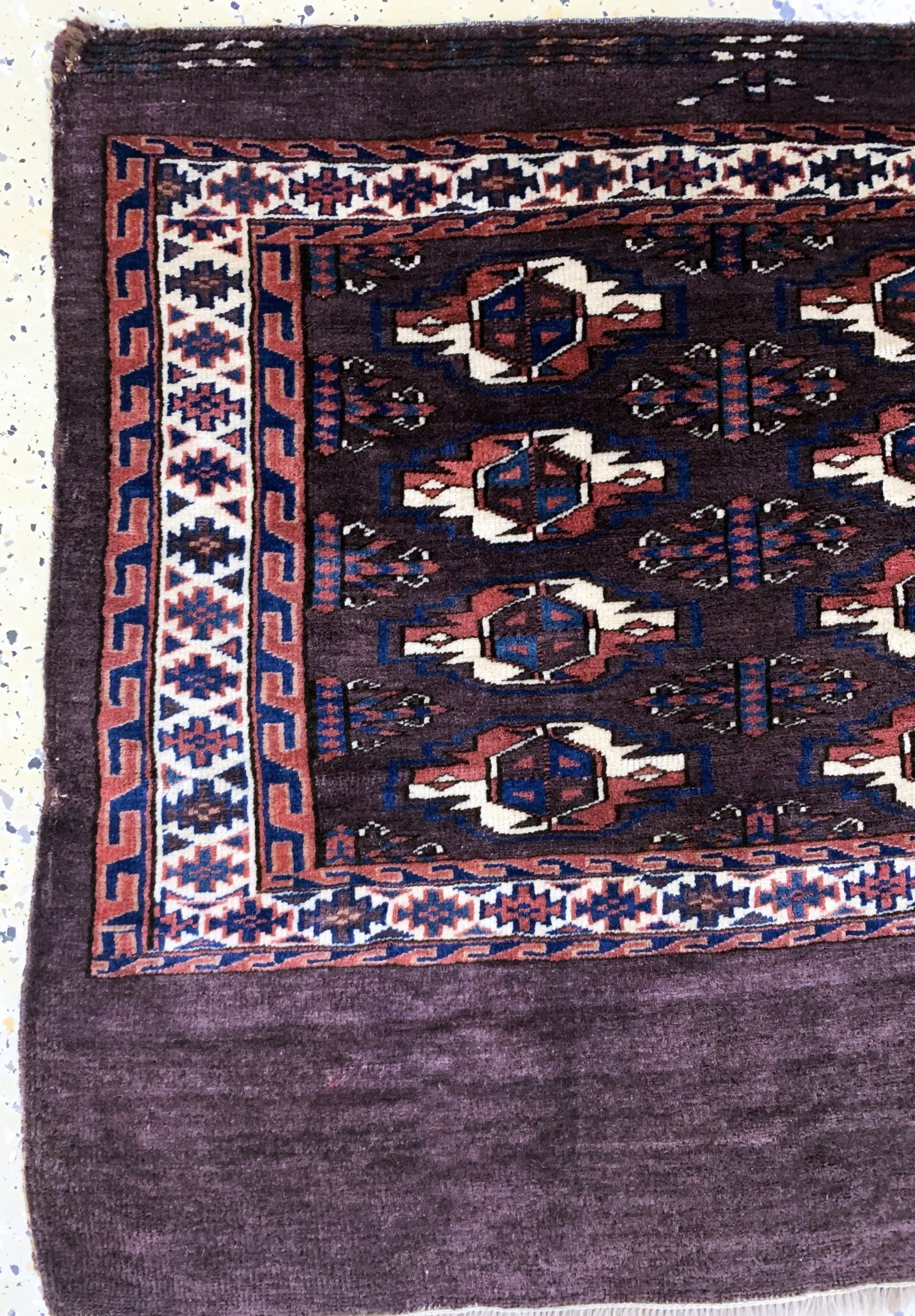 Detail a: Yomud Tschowal antik, Turkmenistan, 19.Jhd,Wolle auf Wolle, ca. 125 x 72 cm, EHZ: 2