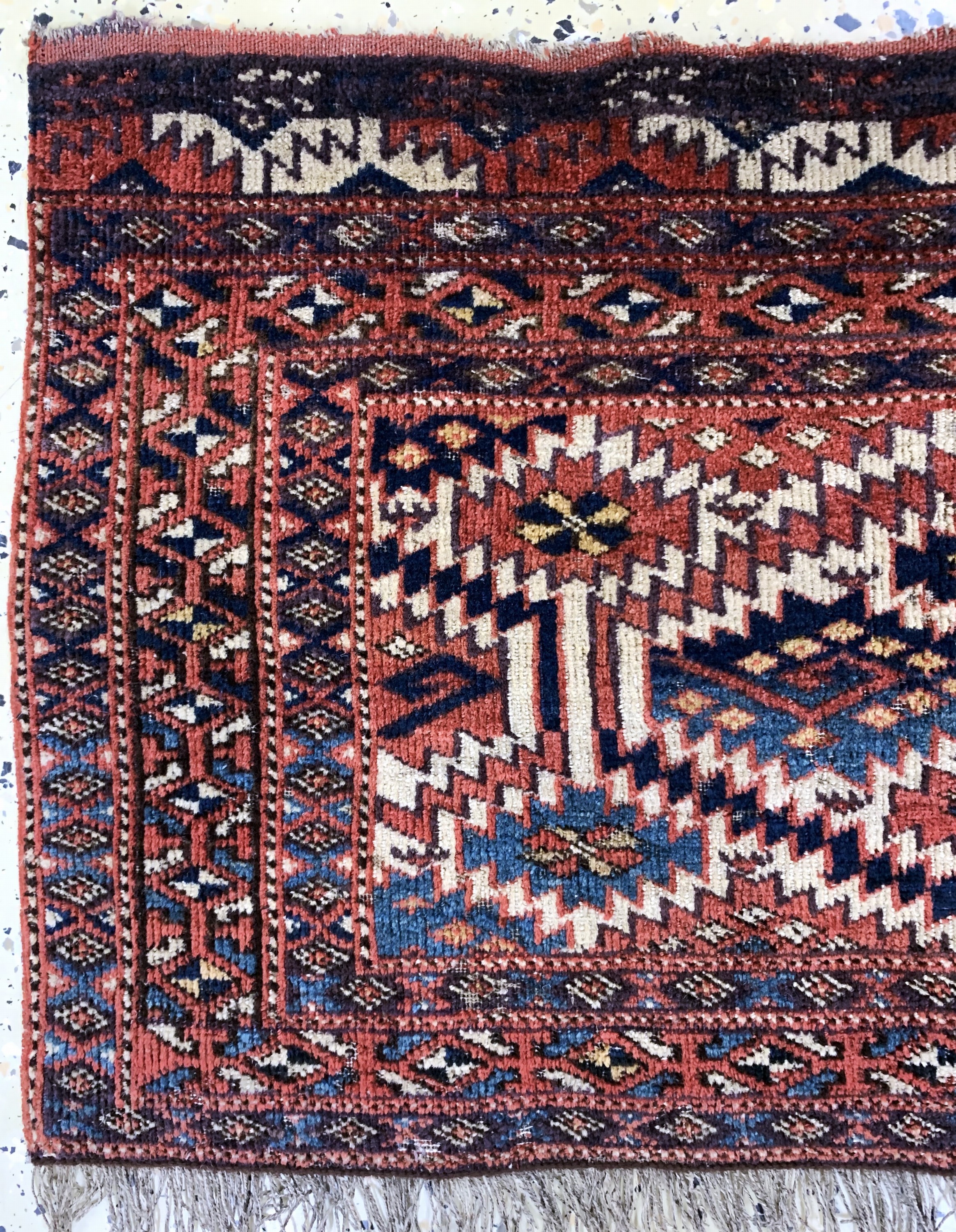 Detail a: Tschaudor Torba antik, Turkmenistan, 19.Jhd, Wolle auf Wolle, ca. 120 x 48 cm, EHZ:4