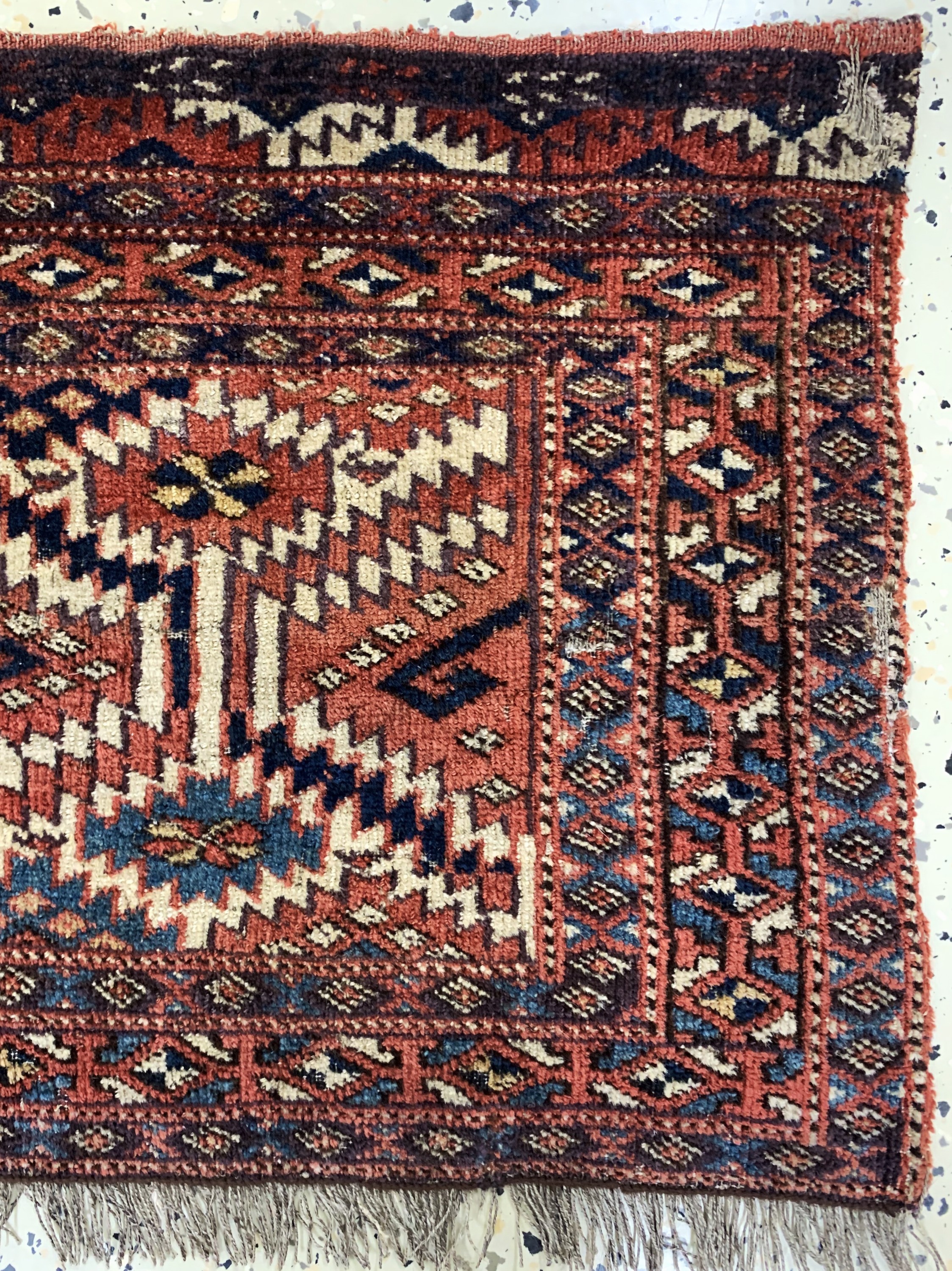 Detail c: Tschaudor Torba antik, Turkmenistan, 19.Jhd, Wolle auf Wolle, ca. 120 x 48 cm, EHZ:4