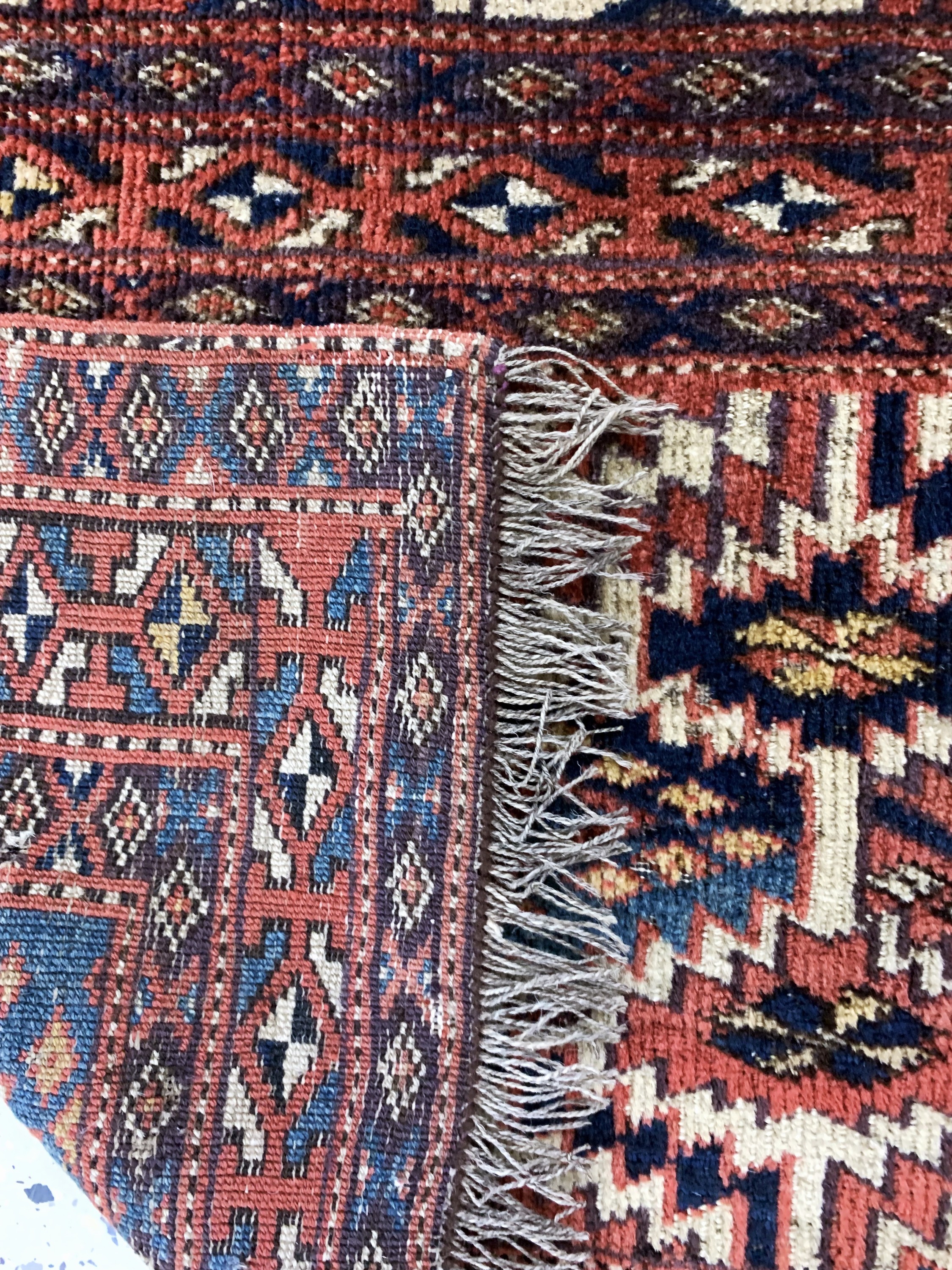 Detail d: Tschaudor Torba antik, Turkmenistan, 19.Jhd, Wolle auf Wolle, ca. 120 x 48 cm, EHZ:4