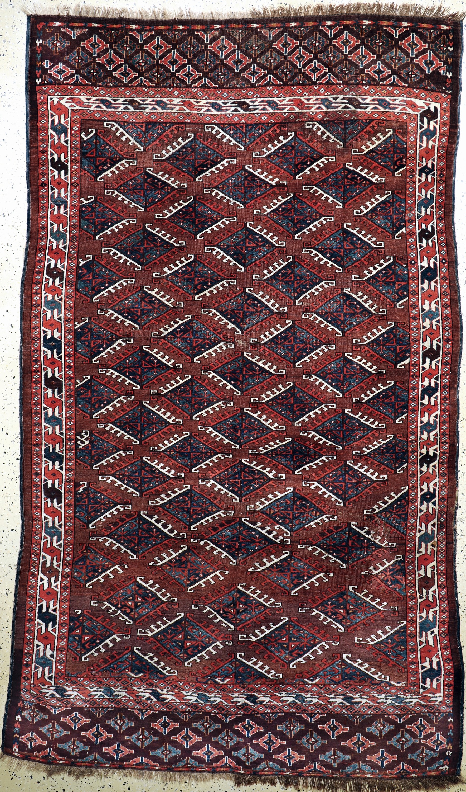 Yomud Hauptteppich antik, Turkmenistan, 19.Jhd, Wolle auf Wolle, ca. 300 x 180 cm, EHZ: 3-4, (restauriert)