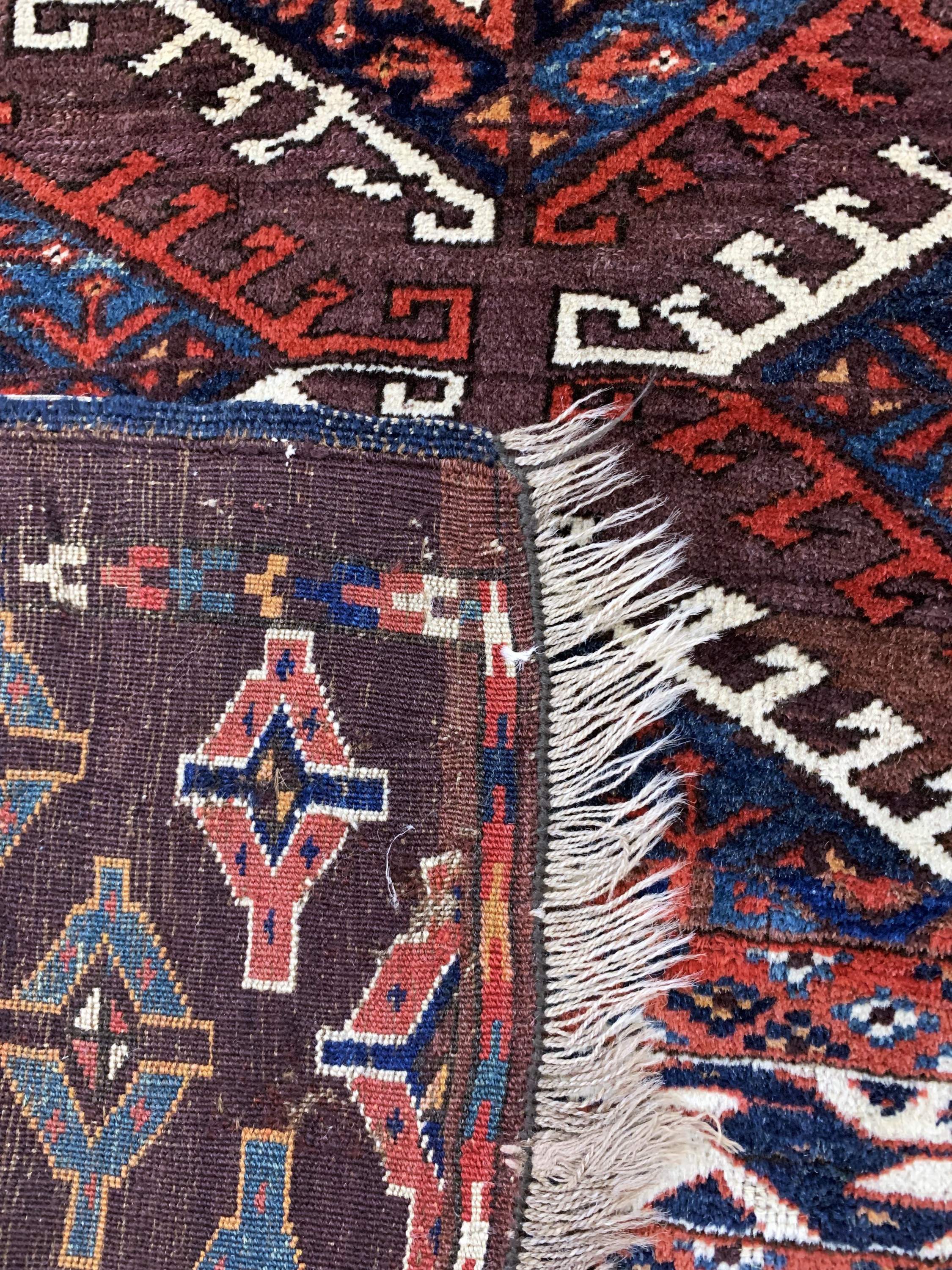 Detail h: Yomud Hauptteppich antik, Turkmenistan, 19.Jhd, Wolle auf Wolle, ca. 300 x 180 cm, EHZ: 3-4, (restauriert)