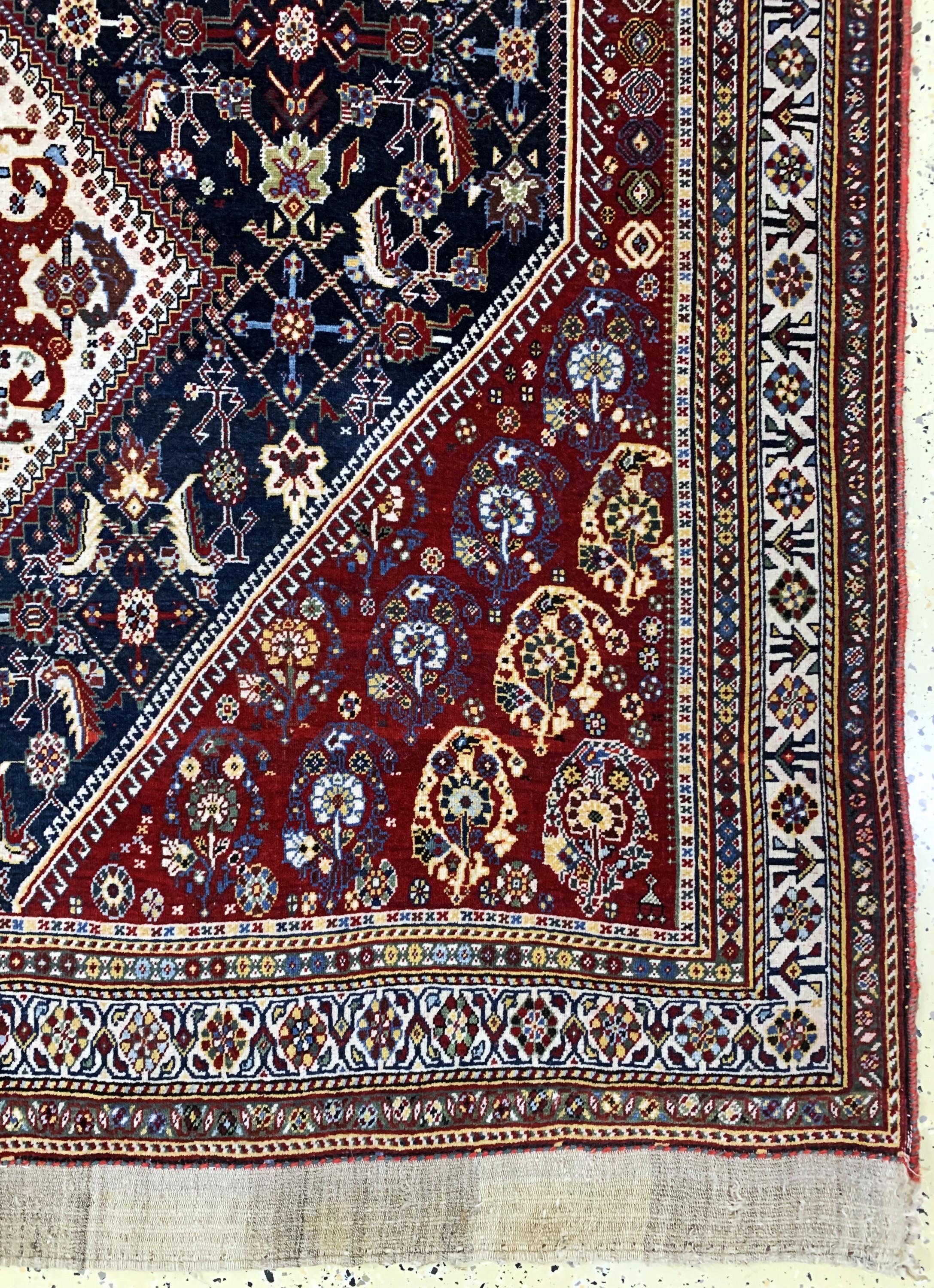 Detail a: Ghaschgai Kaschkuli fein, Persien, um 1900,Wolle auf Wolle, ca. 250 x 162 cm, EHZ: 2-3