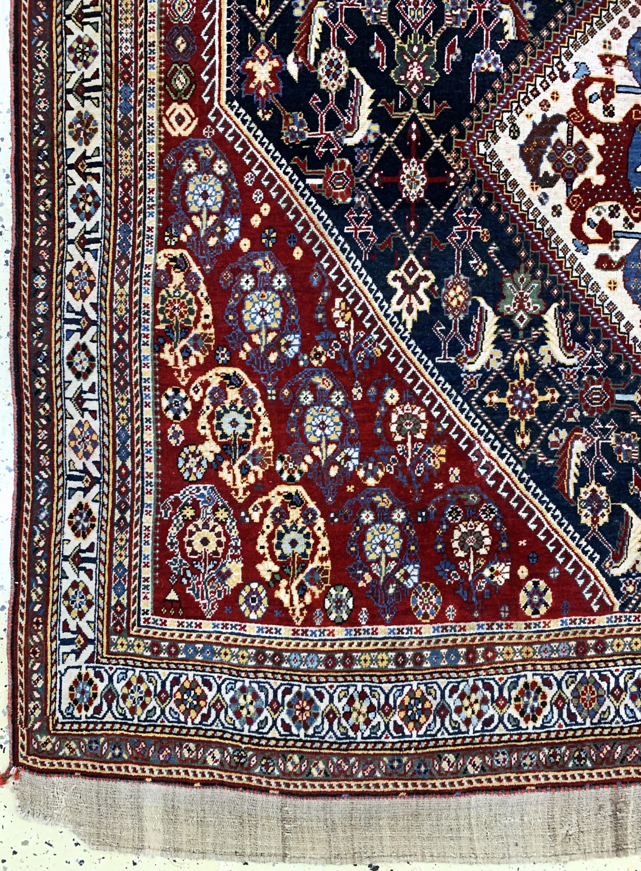 Detail b: Ghaschgai Kaschkuli fein, Persien, um 1900,Wolle auf Wolle, ca. 250 x 162 cm, EHZ: 2-3