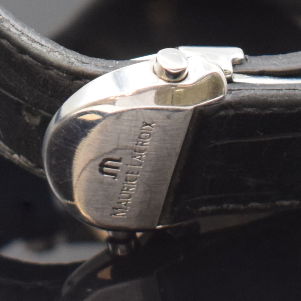 Detail b: MAURICE LACROIX Herrenchronograph in Stahl Referenz LC6058, Schweiz um 2014, Automatik, Boden aufgedr., Lederband m. orig. Faltschl., Saphirglas, ...