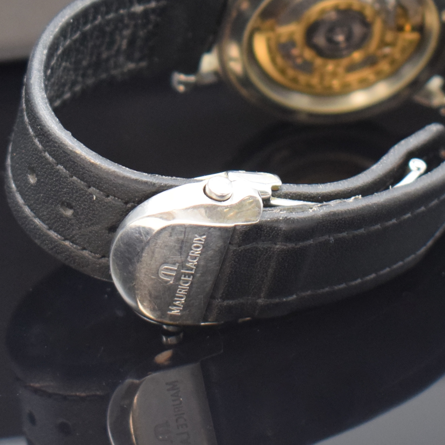 Detail b: CHRONOSWISS Armbanduhr Serie Kairos Referenz CH 2823, Schweiz um 1992, Automatik, beids. vergl. Edelstahlgeh., Boden verschr., silb. Zifferbl. z. T. ...