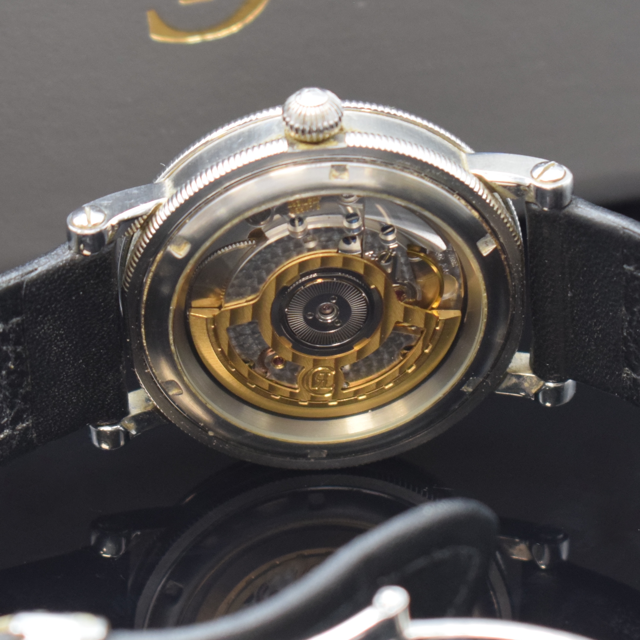 Detail f: CHRONOSWISS Armbanduhr Serie Kairos Referenz CH 2823, Schweiz um 1992, Automatik, beids. vergl. Edelstahlgeh., Boden verschr., silb. Zifferbl. z. T. ...