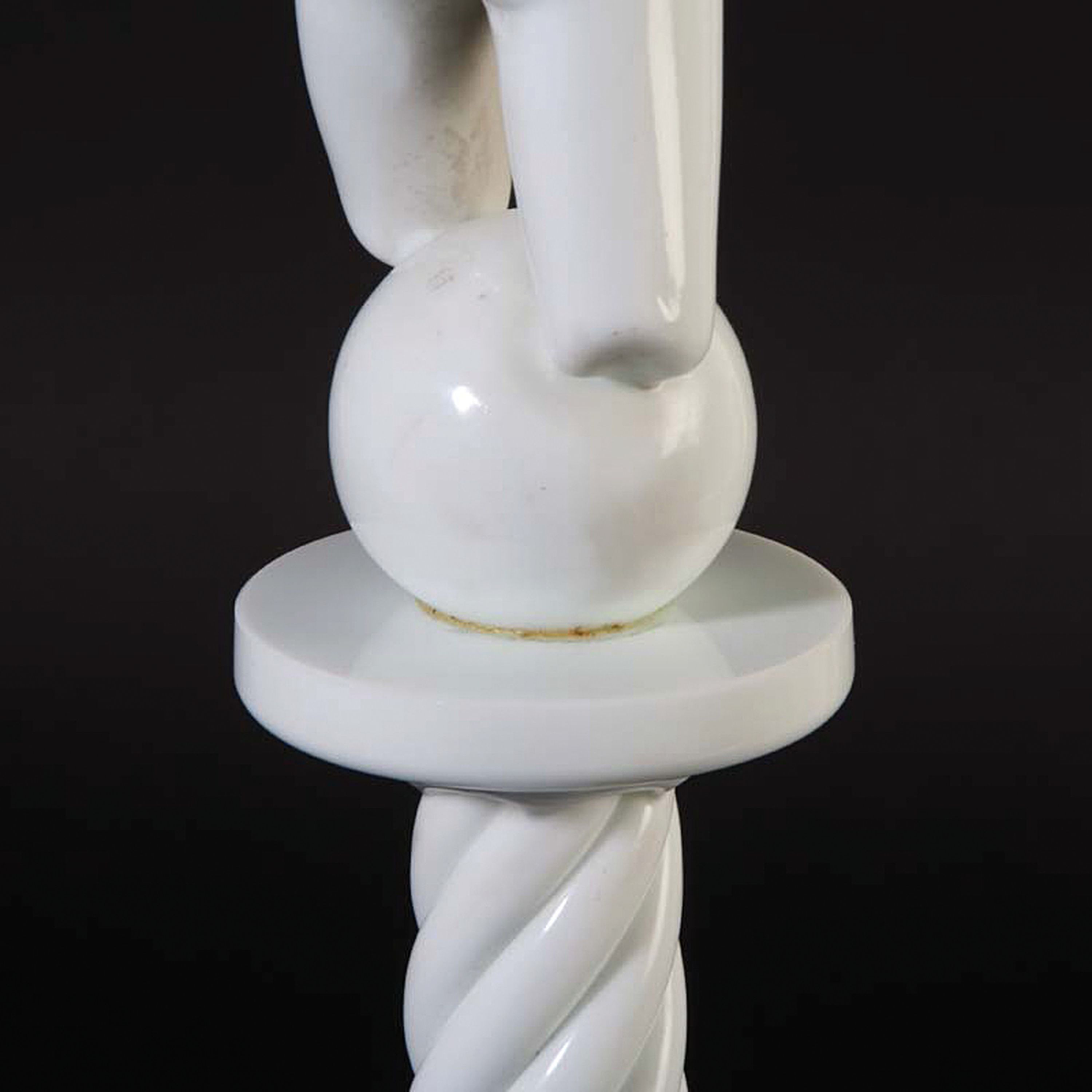 Detail l: 2 große Glasskulpturen, Napoleone Martinuzzi für Alfredo Barbini, Murano, 1950er Jahre, Rauchglas und weiß-opakes Glas mit gedrehten Säulen und ...