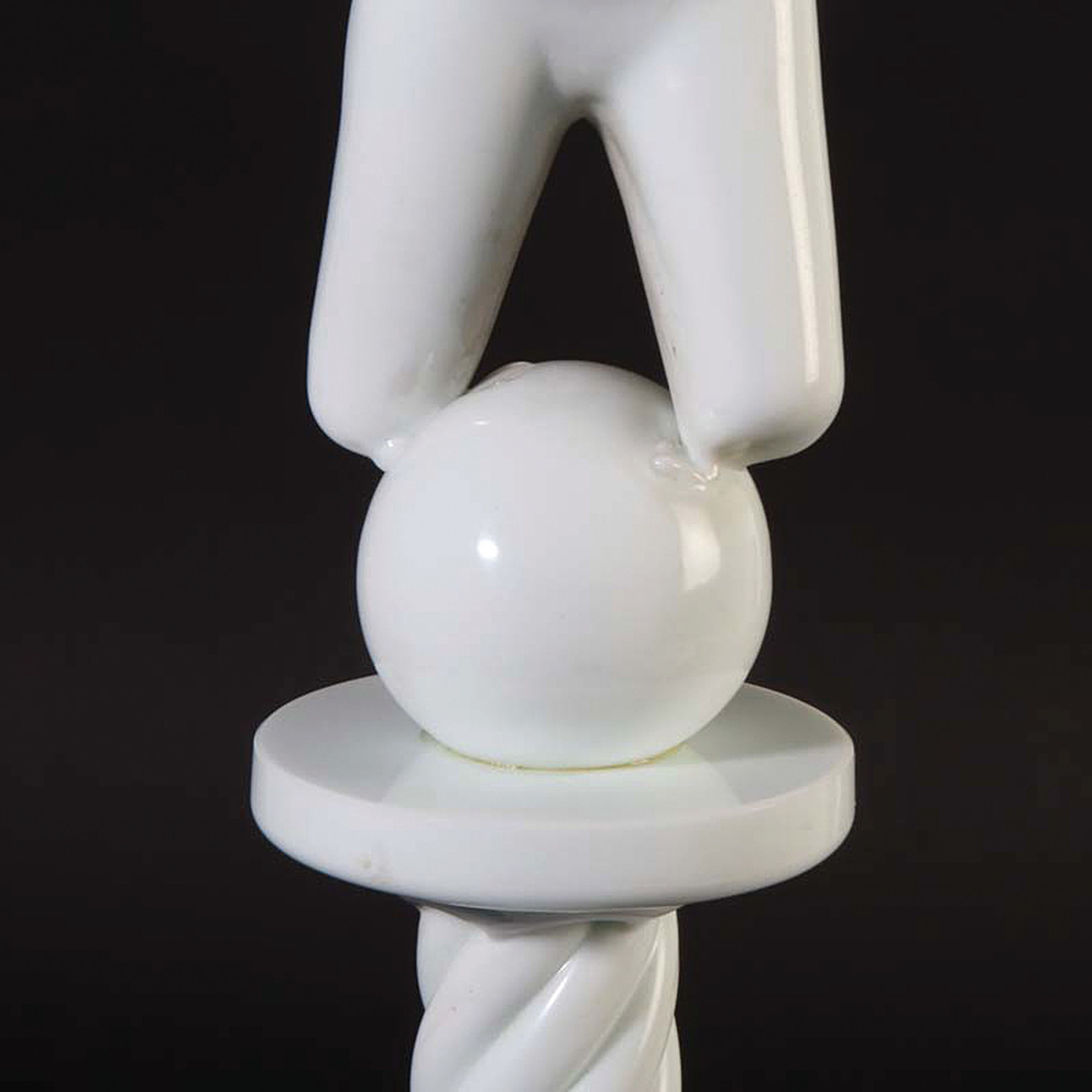 Detail n: 2 große Glasskulpturen, Napoleone Martinuzzi für Alfredo Barbini, Murano, 1950er Jahre, Rauchglas und weiß-opakes Glas mit gedrehten Säulen und ...