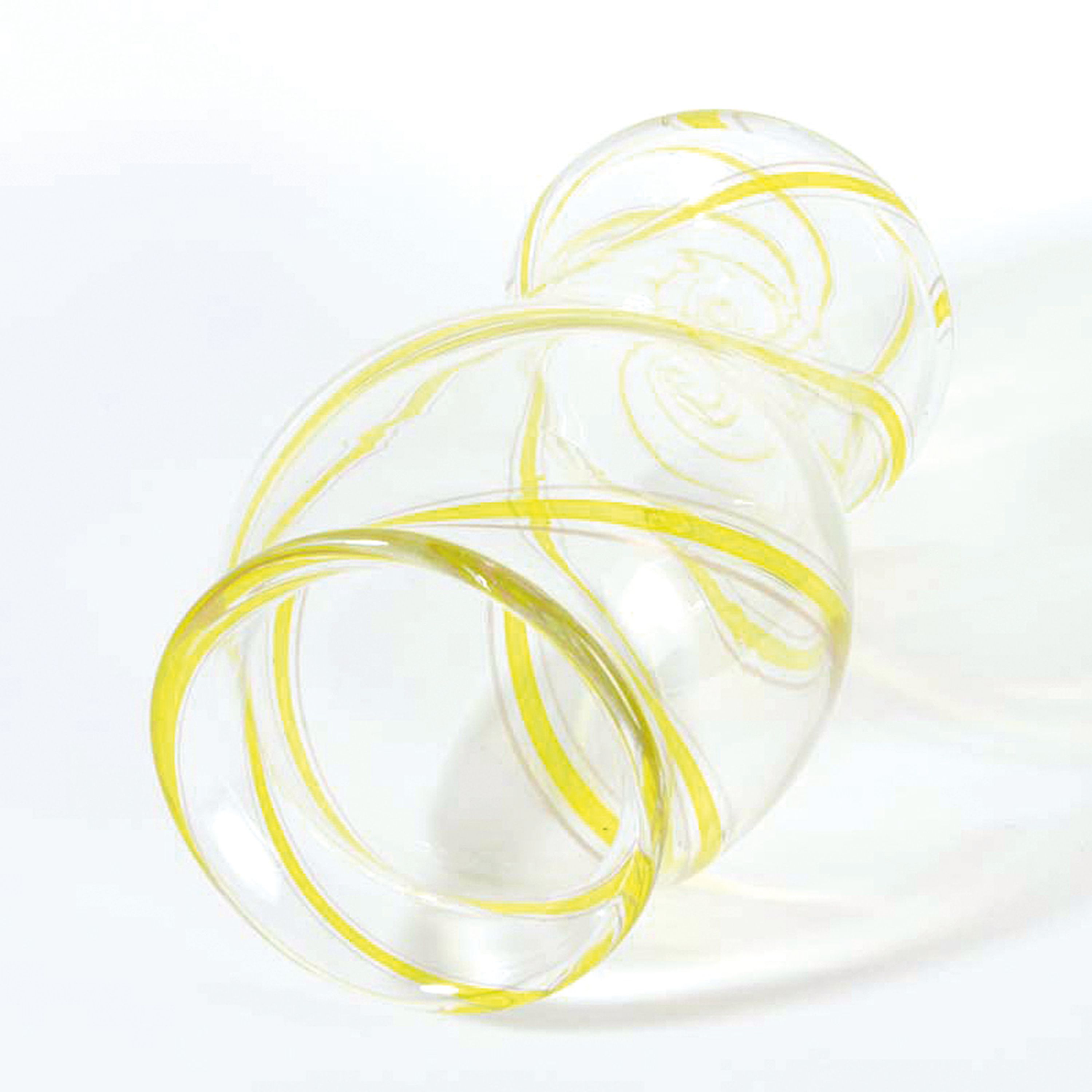 Detail b: Glasvase, Anzolo Fuga (1914-1998), Murano, farbloses Glas, spiralförmig aufsteigende gelben Bändereinschmelzungen, unsigniert, H. 30 cm