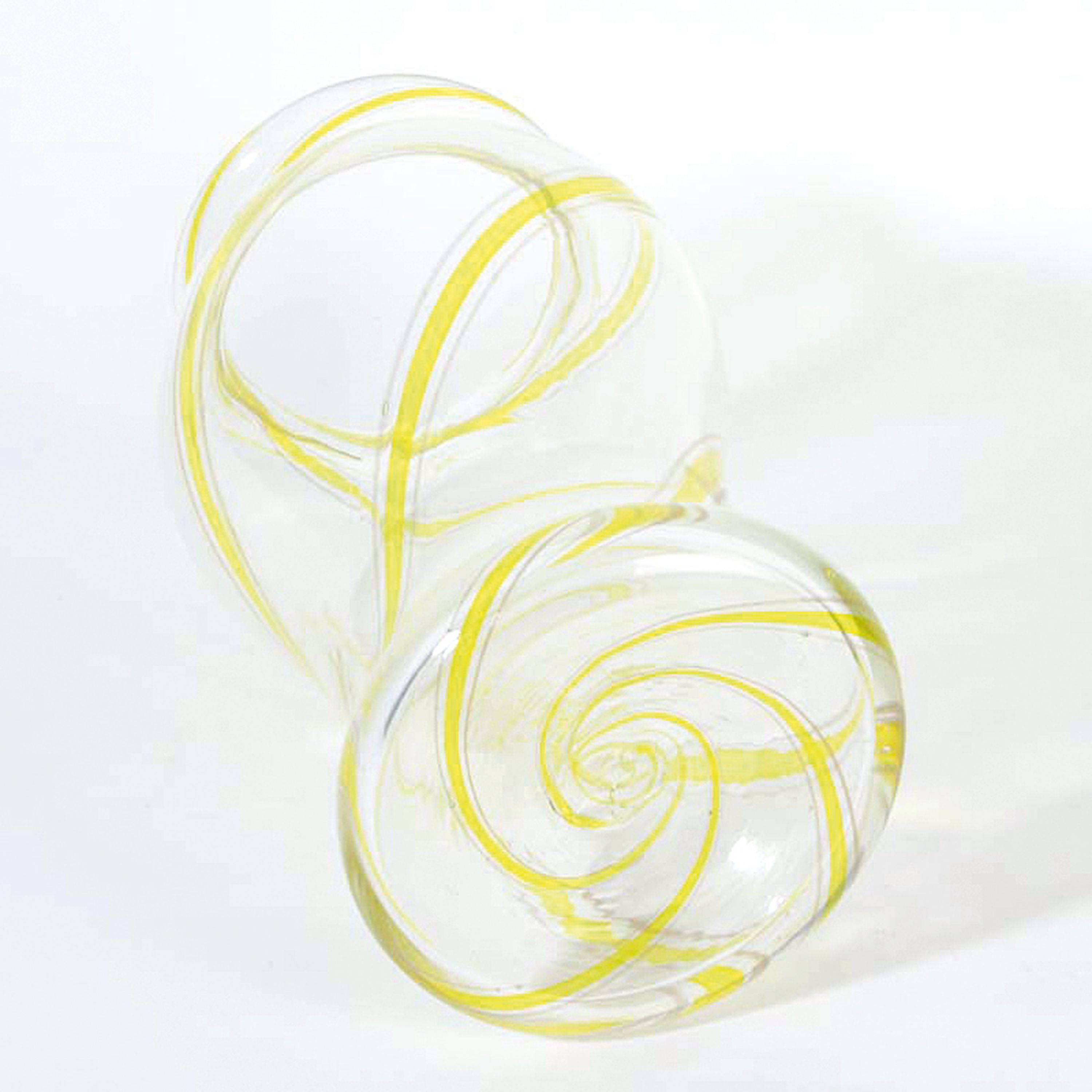 Detail d: Glasvase, Anzolo Fuga (1914-1998), Murano, farbloses Glas, spiralförmig aufsteigende gelben Bändereinschmelzungen, unsigniert, H. 30 cm