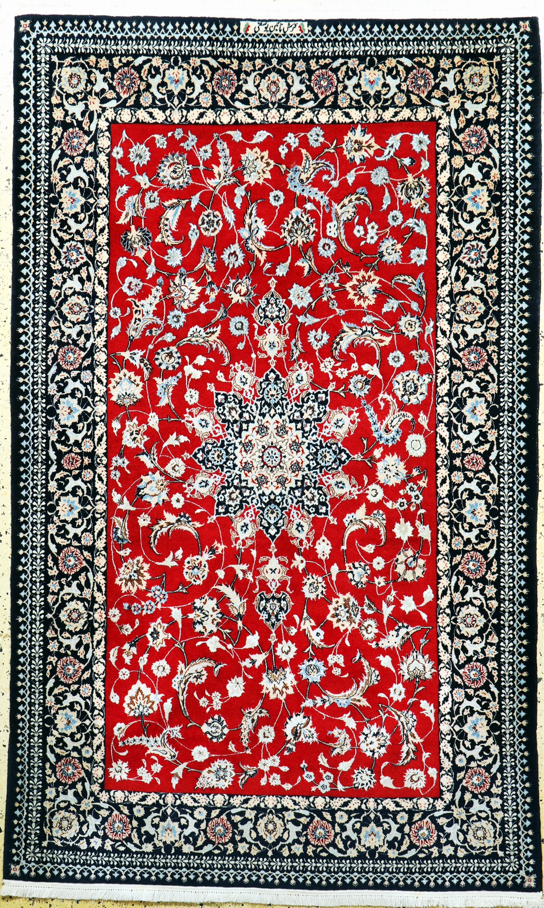 Nain fein signiert, Persien, Mitte 20.Jhd, Korkwolle mit Seide, ca. 197 x 120 cm, ca. 1,0Mio. Kn/qm, EHZ: 1-2