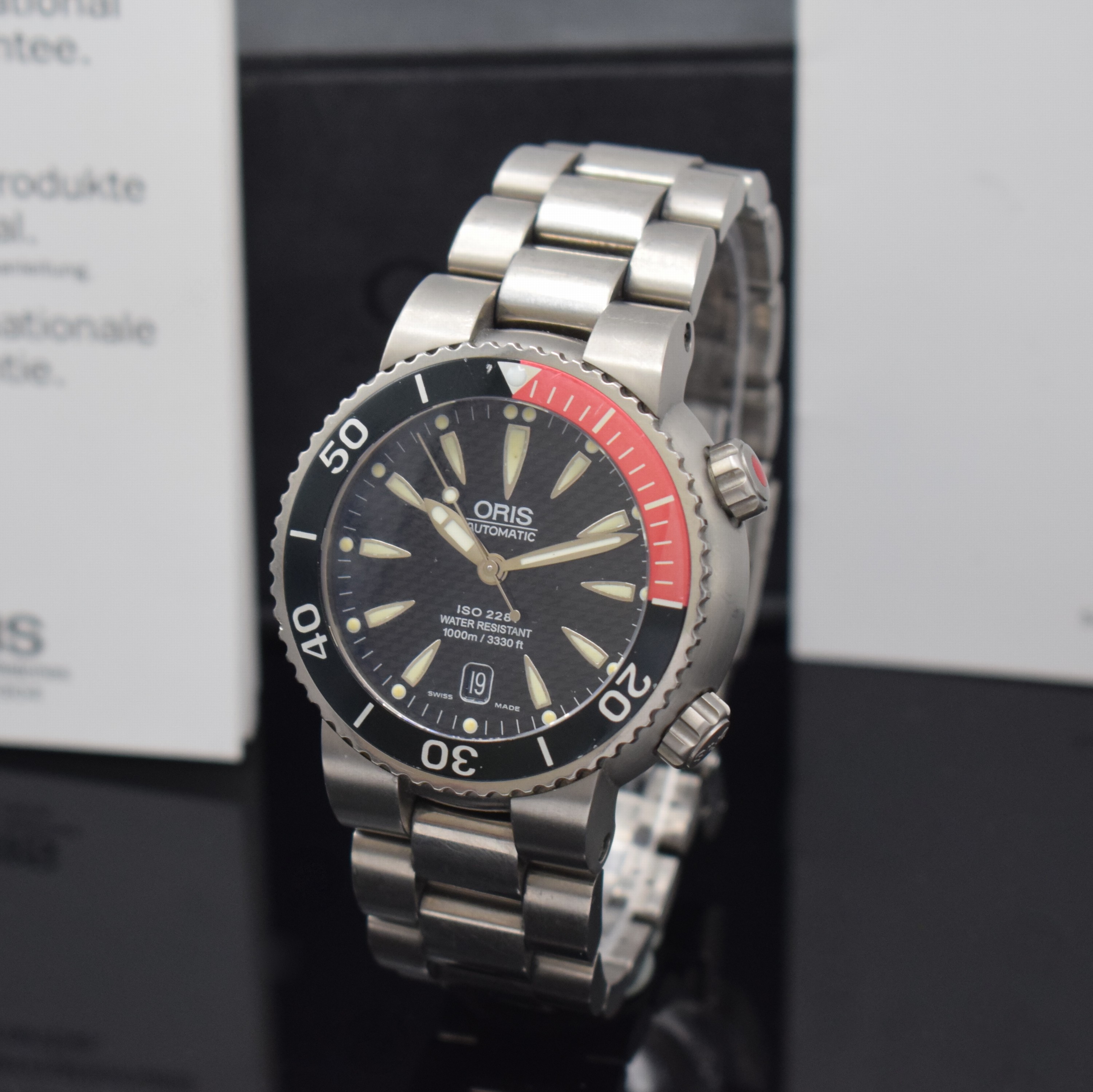 ORIS Herrenarmbanduhr TT1 Referenz 633.7541, Automatik, Titangeh. inkl. orig. Gliederband m. Faltschl., Boden und Krone verschr., ab Herst. wasserd., ...