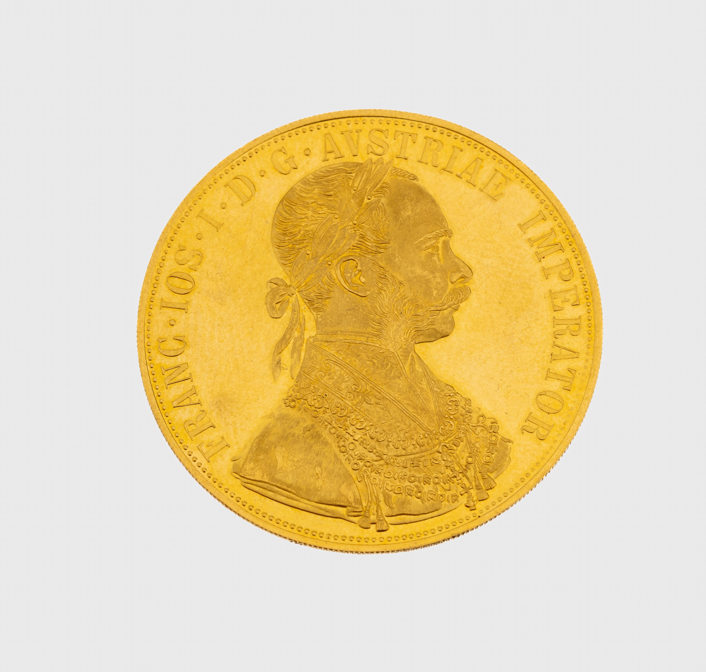 Goldmünze, 4 Dukaten Österreich-Ungarn 1915, offizielle Nachprägung, Franz Joseph I.