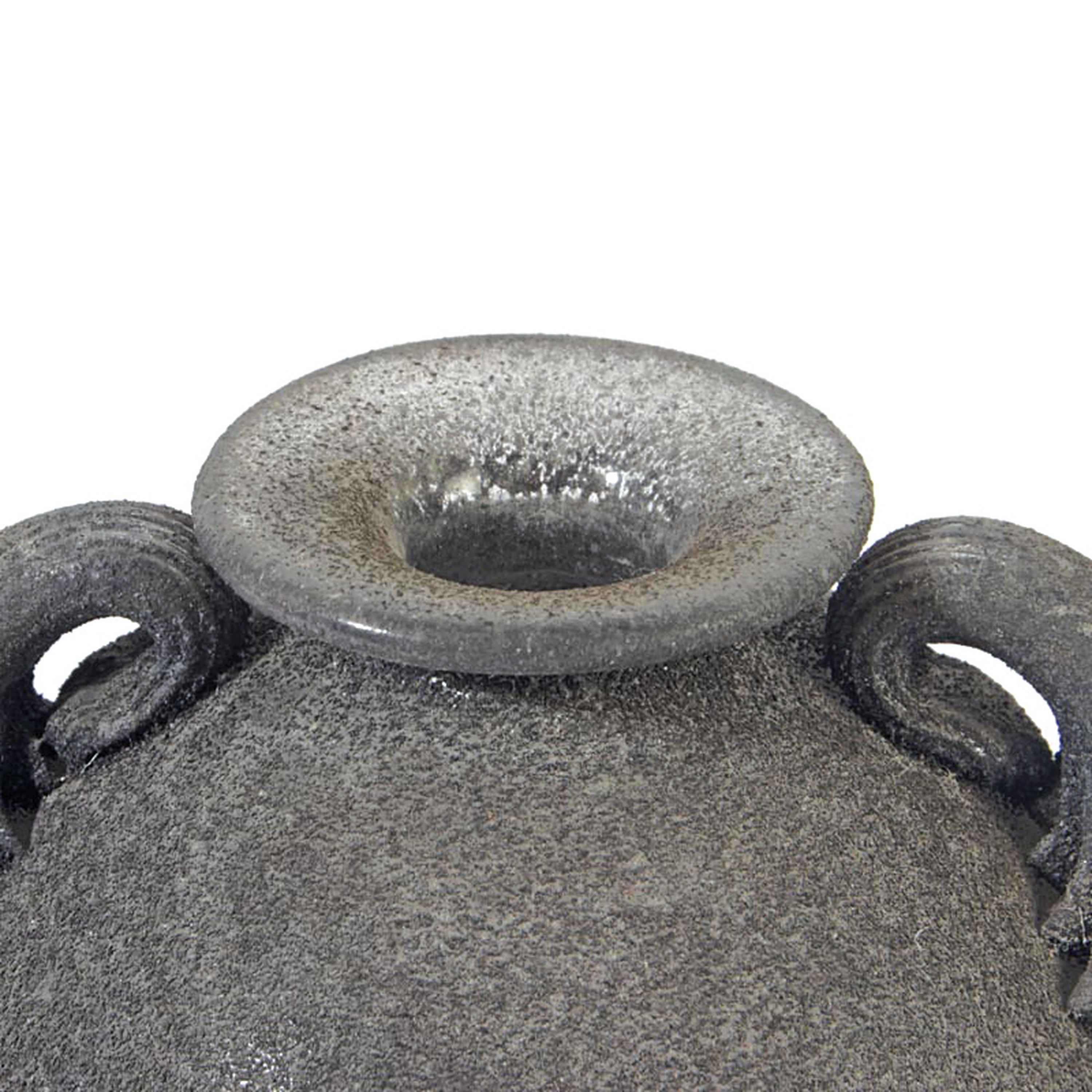 Detail b: Vetro a Scavo-Vase, Fratelli Toso, Murano, 1950er, Glas, Vetro a Scavo-technik mit grauer Patina, Doppelhenkel, H. 26 cm