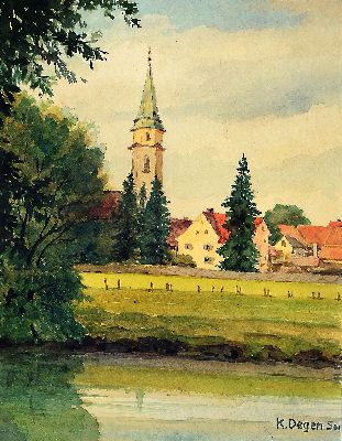 Image 26894726 - Karl Degen, deutscher Maler Anfang/Mitte des 20.Jh., 2 Aquarelle, Blick von der ...