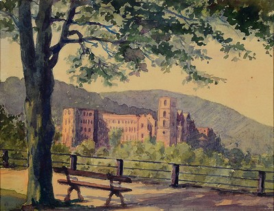 26894726a - Karl Degen, deutscher Maler Anfang/Mitte des 20.Jh., 2 Aquarelle, Blick von der ...
