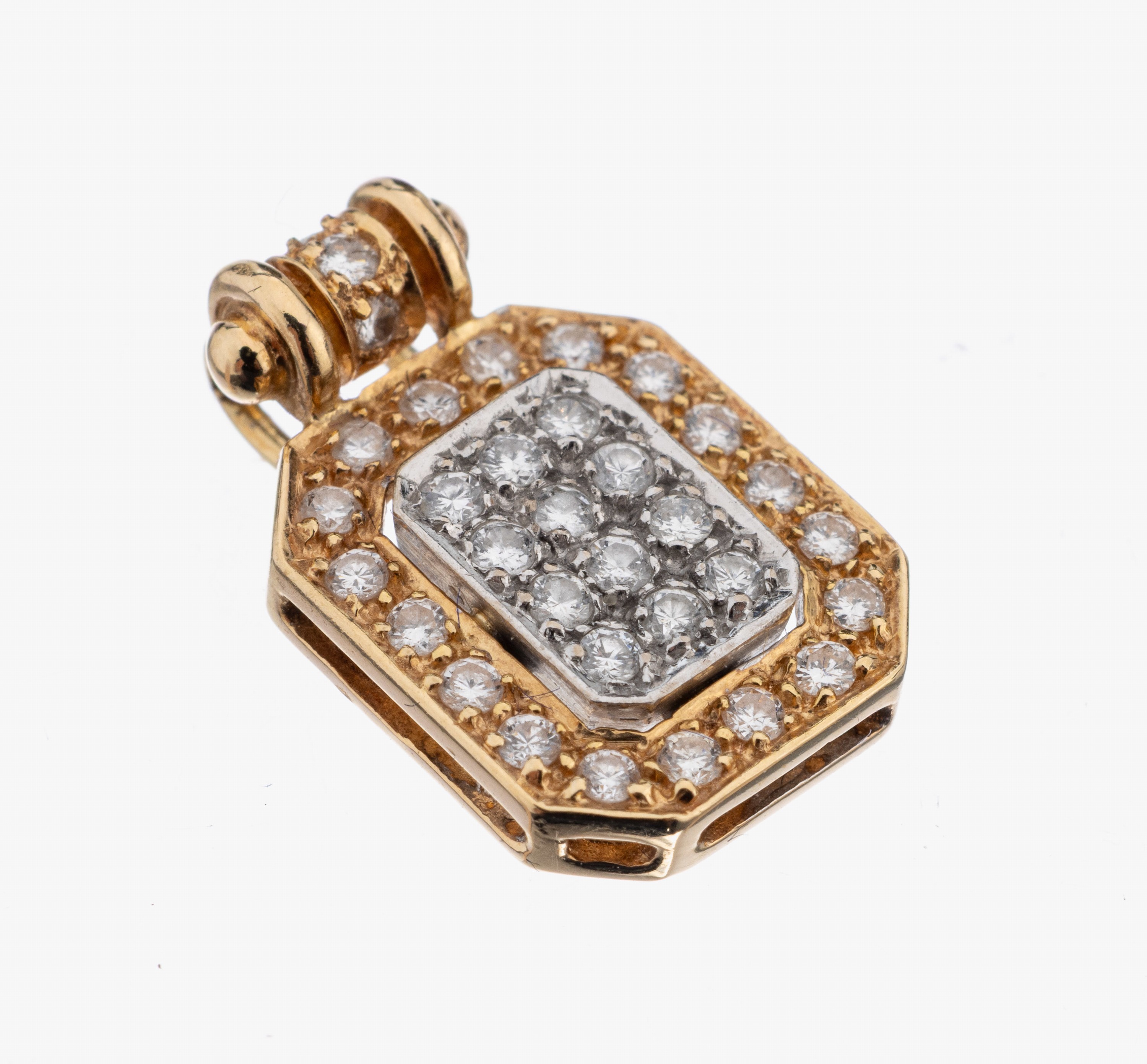14 kt Gold Brillant-Anhänger, GG/WG 585/000, Brillanten zus. ca. 0.33 ct Weiß/si, ca. 2.4 g, Expertisenkopie über 1230.- EUR anbei