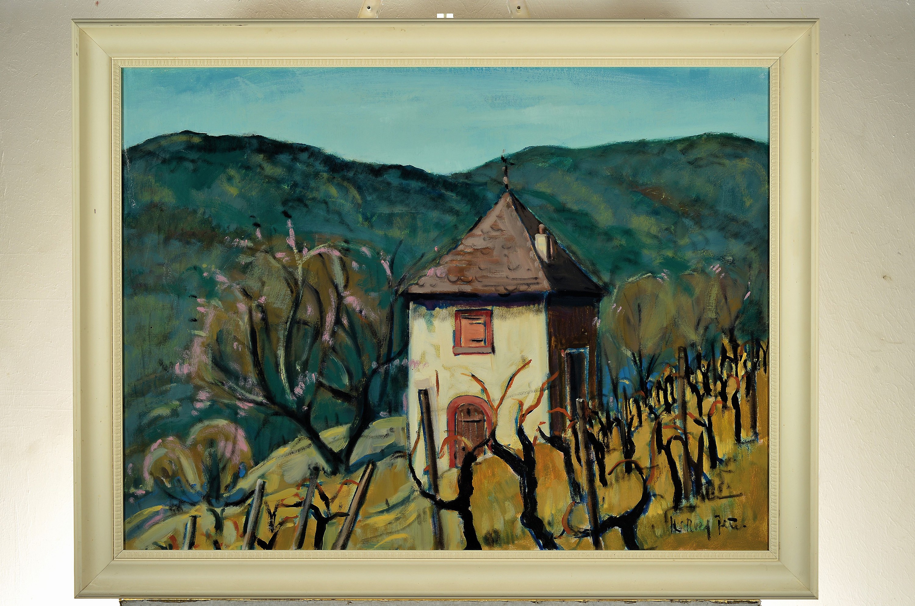 Detail k: Hans Rolf Peter, 1926-2020 Neustadt an der Weinstraße, Weinberghäuschen, Öl/Lwd, rechts unten sign., ca. 60x80cm, R. ca. 71x91cm