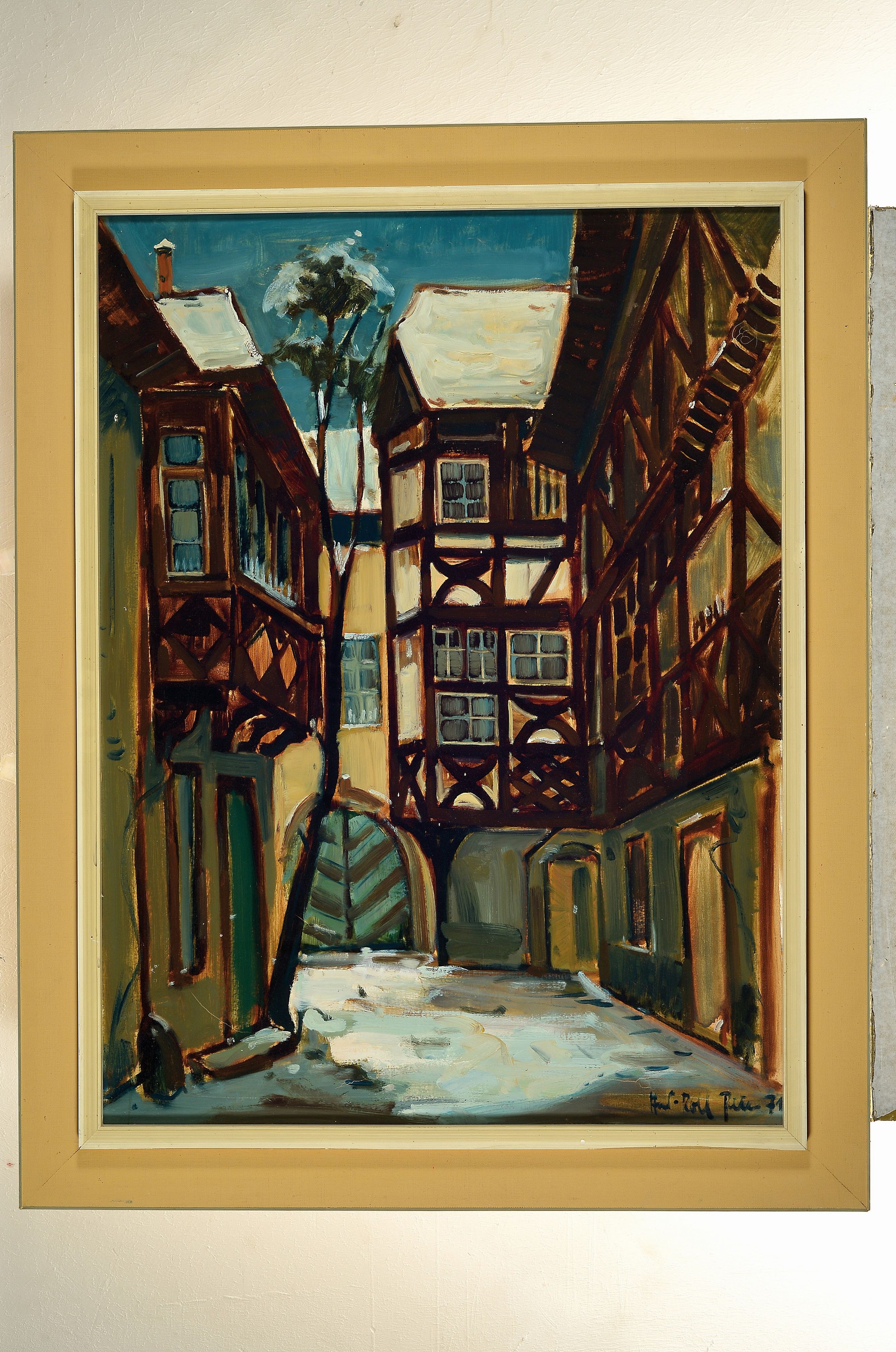 Detail k: Hans Rolf Peter, 1926-2020 Neustadt an der Weinstraße, Ansicht des Steinhäuser Hofs in Neustadt, Öl/Lwd, rechts unten signiert, ca. 80x60cm, R. ...