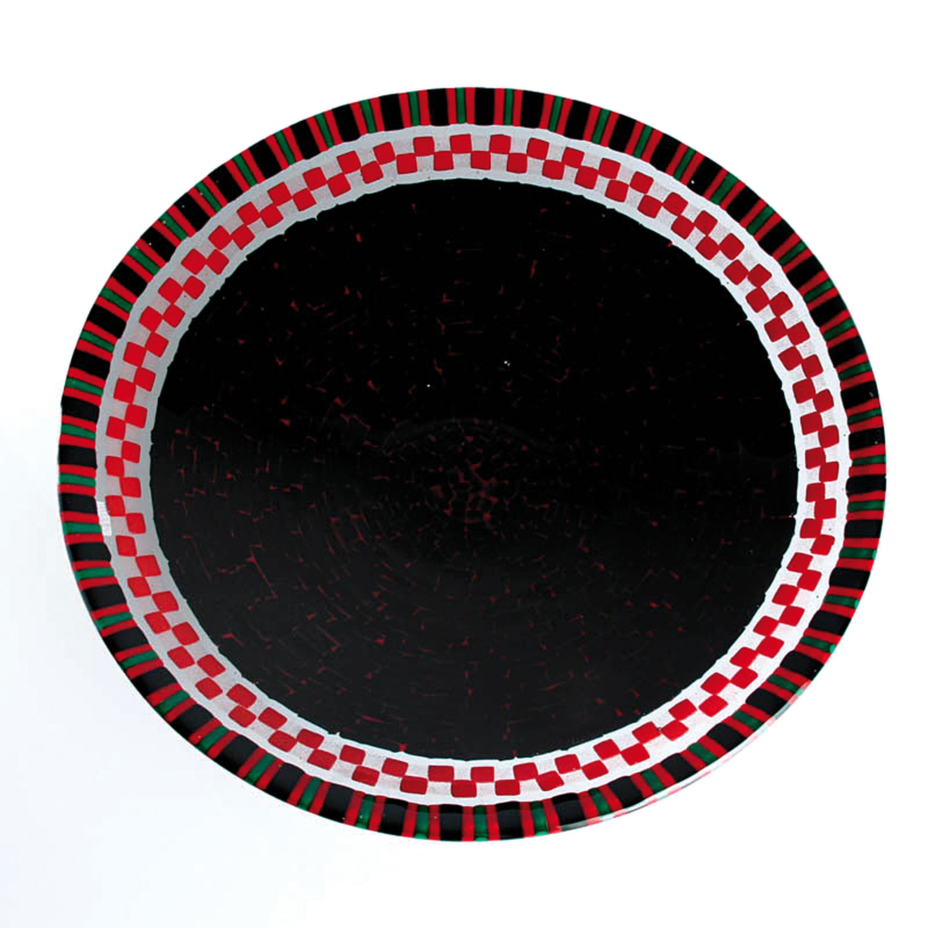 Glasmosaik-Schale, Roger Buddle, Australien, farbloses Glas, verschieden farbige Glasstäbe verschmolzen, am Boden signiert, D. 40 cm