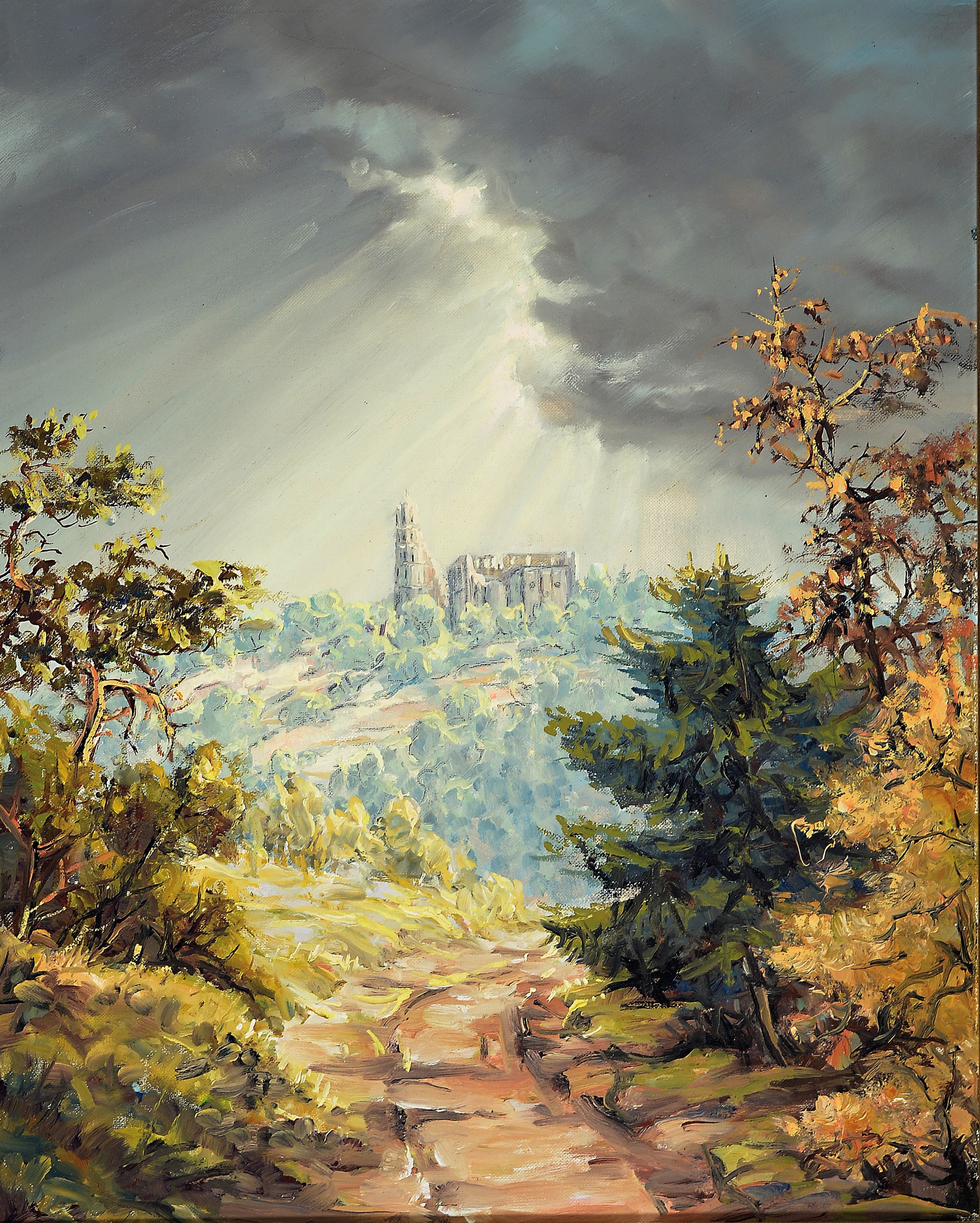 Carl Korbmann, 1894-1958 Bad Dürkheim, Blick auf die Limburg, Öl/Lwd, ca. 50x40cm, R. ca. 58x48cm, Korbmann studierte an der Landeskunstschule ...