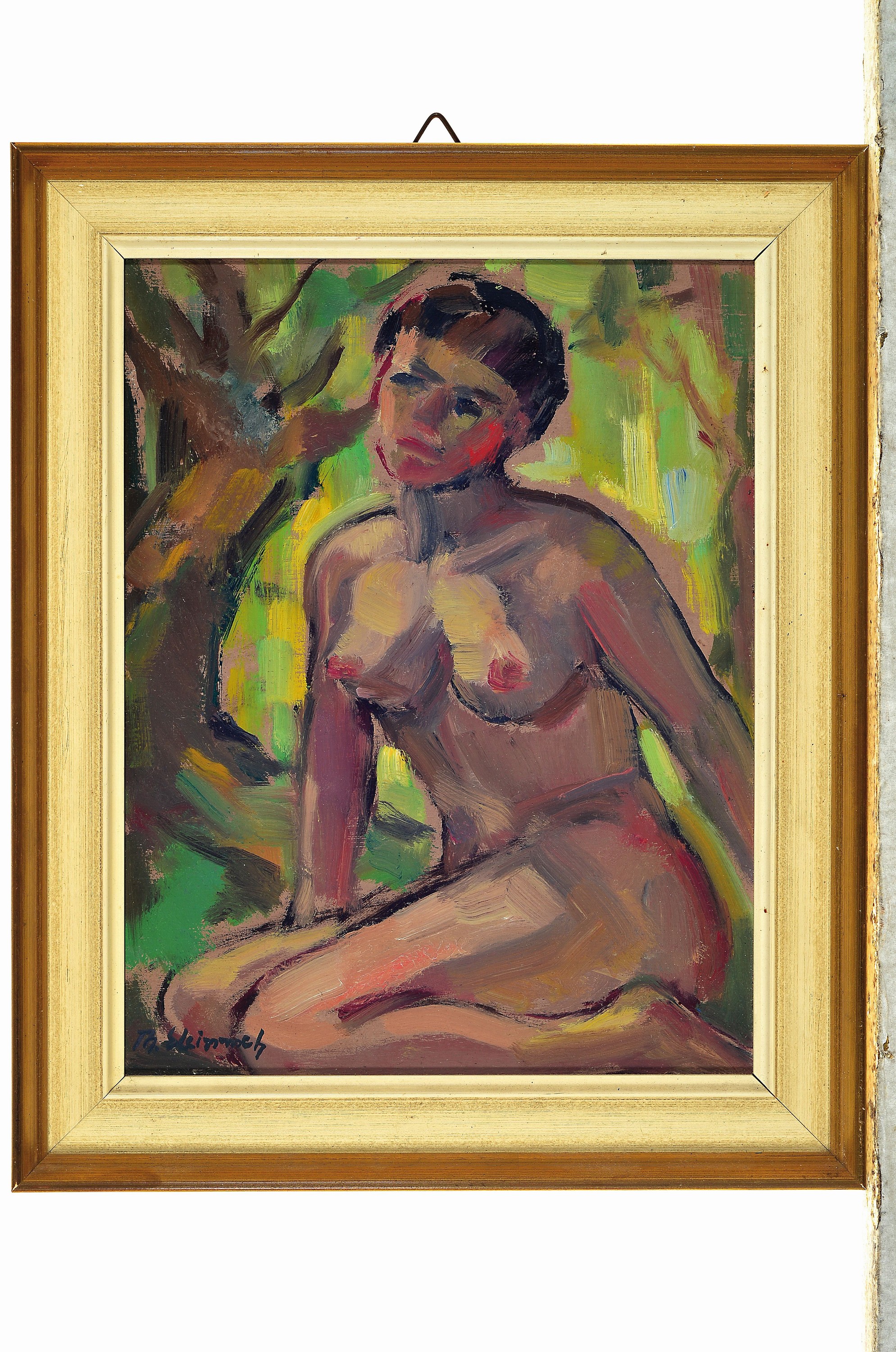 Detail k: Philippe Steinmetz, 1900-1987 Landau, Akt vor Waldkulisse, Öl/Malkarton, links unten sign., ca. 25x20cm, R. ca. 33x27cm