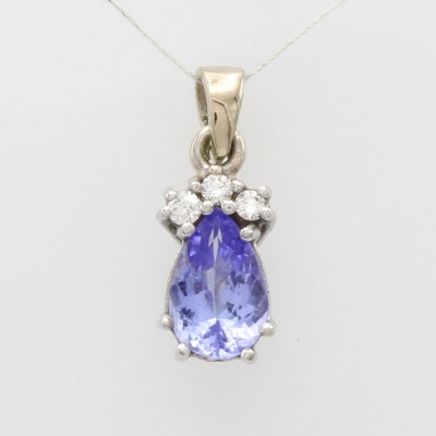 Image Anhänger mit Tansanit und Brillanten, WG 585/000, Tansanittropfen, 3 Brill. zus. ...