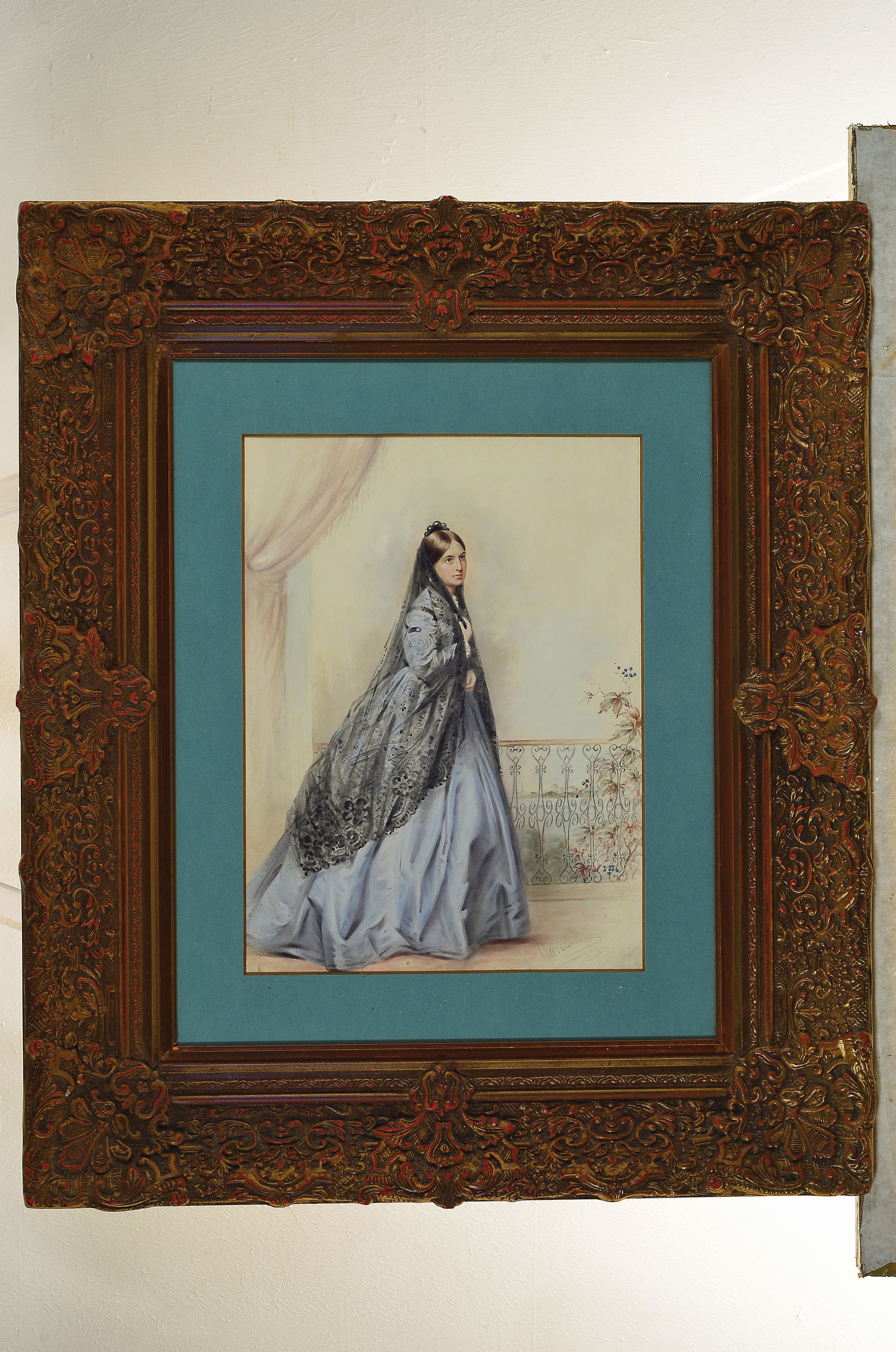 Detail k: Henri Grévedon, 1776 - 1860 Paris, Kaiserin Eugenie von Frankreich, Aquarell/ Papier, re. unten signiert, ca. 36 x 27 cm, PP., unter Glas, ...