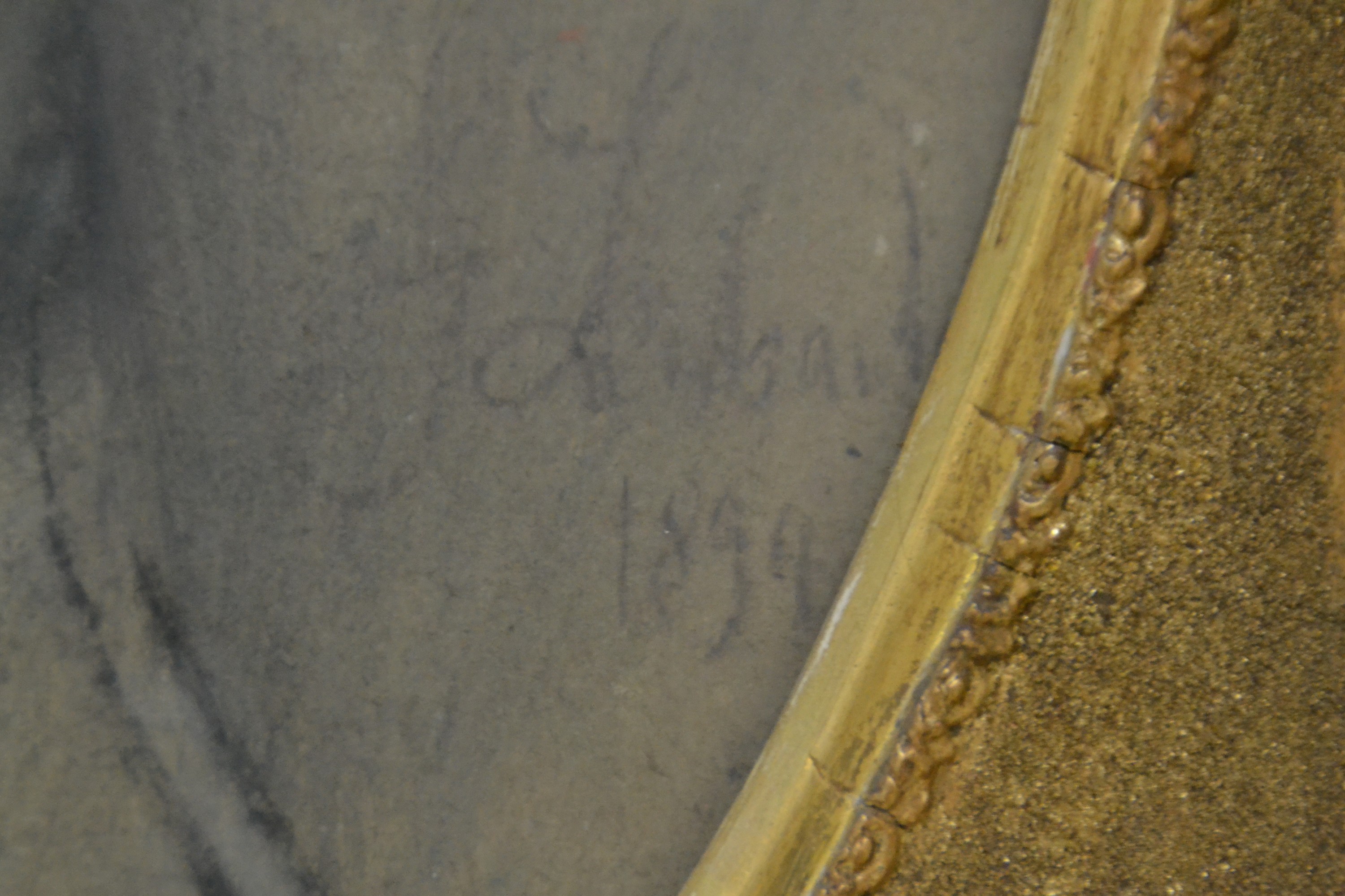 Detail a: Franz von Lenbach, 1836 Schrobenhausen - 1904 München, Porträt der Frau Eugenie Knorr, Mischtechnik, Pastell/Kohle/Aquarell auf Papier, re. unten ...