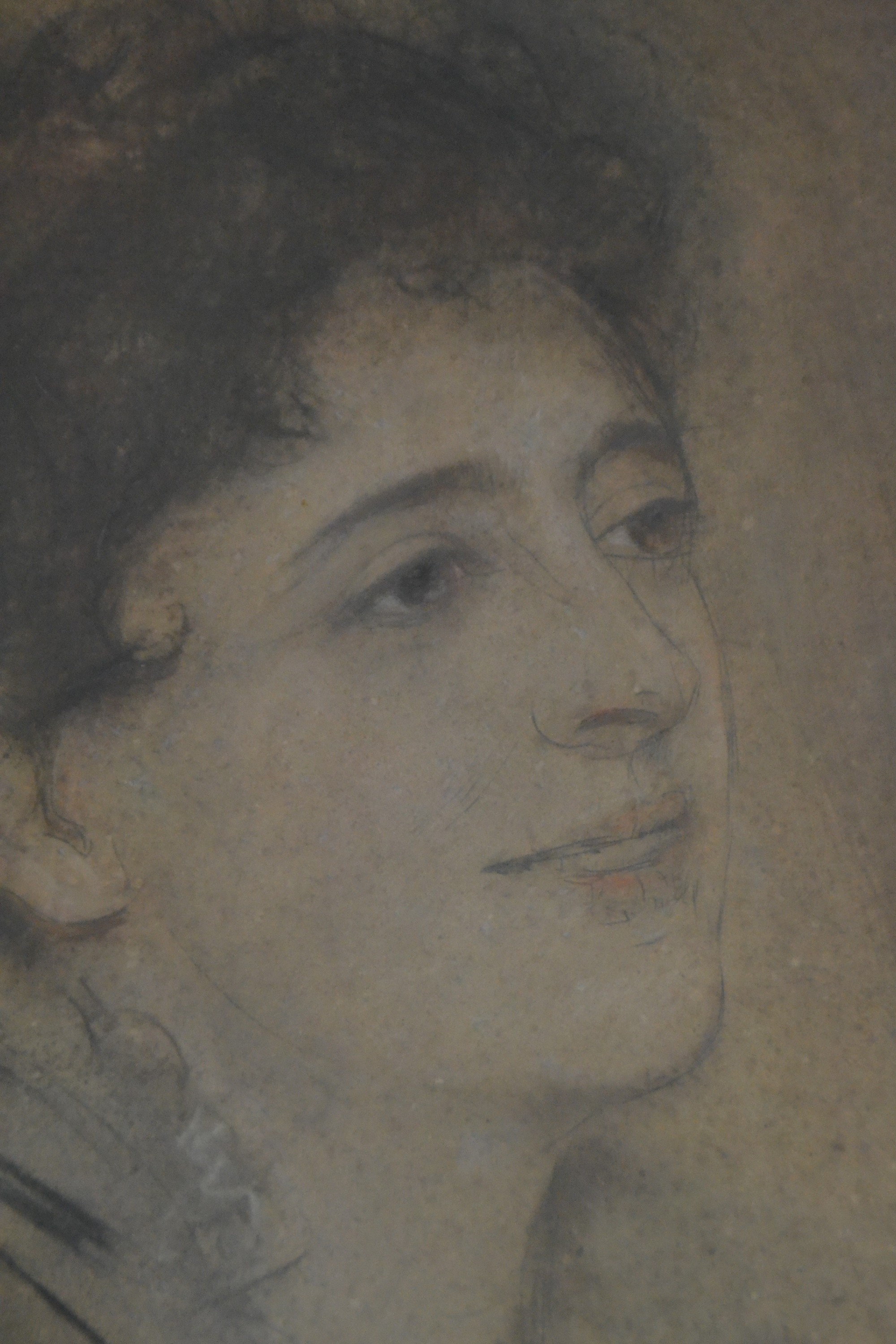 Detail b: Franz von Lenbach, 1836 Schrobenhausen - 1904 München, Porträt der Frau Eugenie Knorr, Mischtechnik, Pastell/Kohle/Aquarell auf Papier, re. unten ...