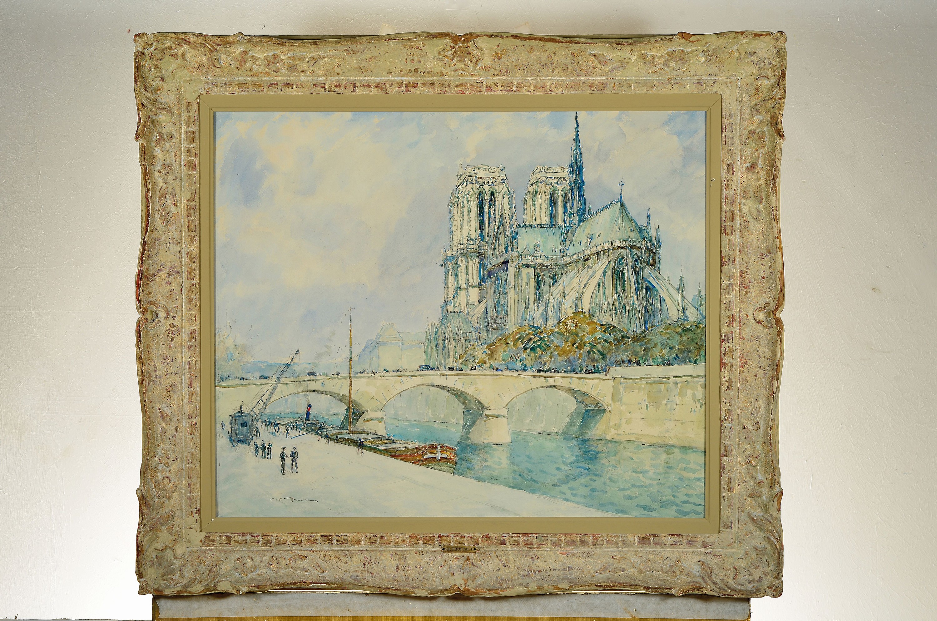 Detail k: Fernand Fortune Truffant, 1866 - 1955, zwei Aquarelle, Ansichten der Kathedrale Notre-Dame de Paris, Vorder und Seitenansicht, zwei Pendants, beide ...
