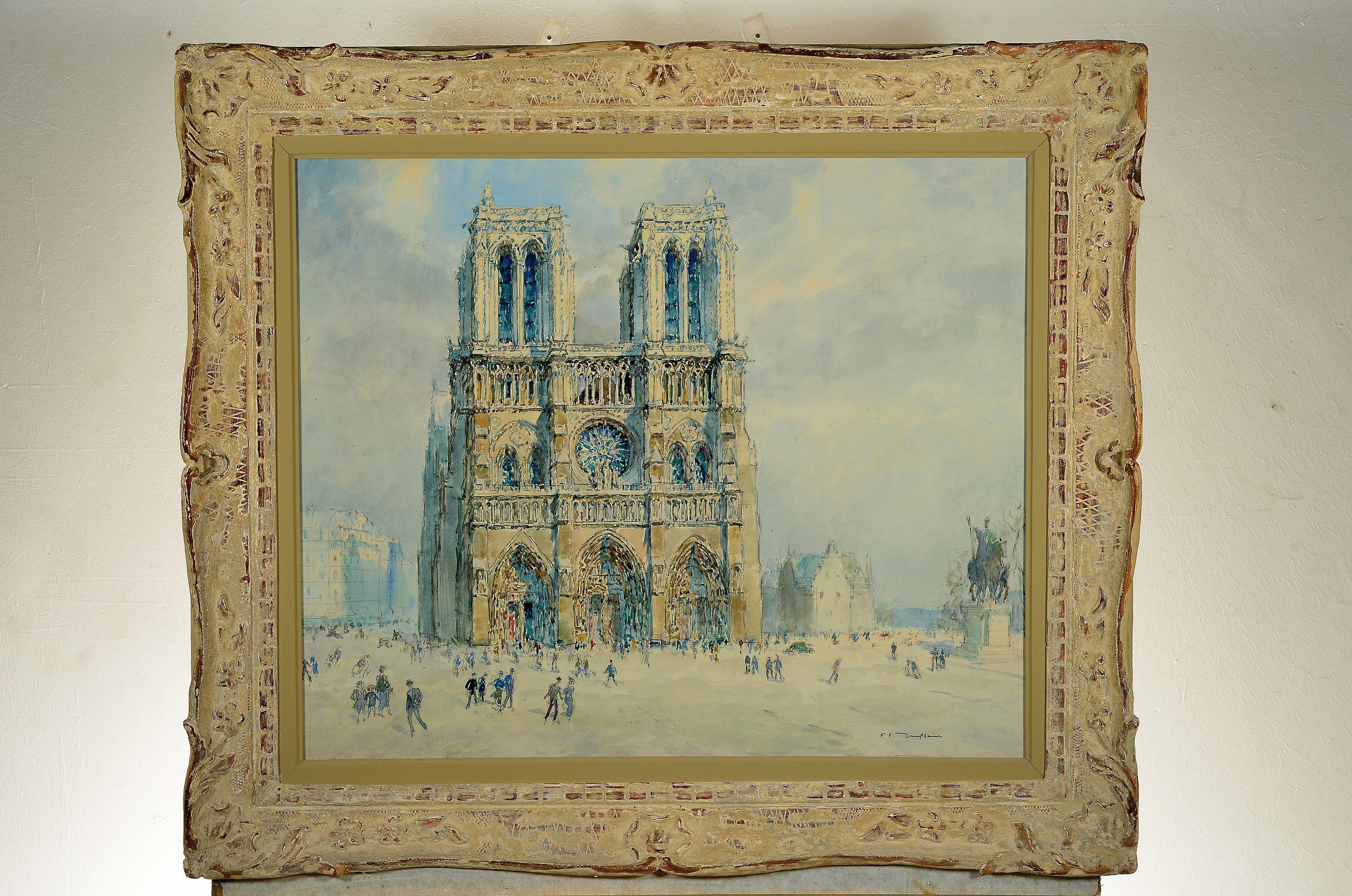 Detail m: Fernand Fortune Truffant, 1866 - 1955, zwei Aquarelle, Ansichten der Kathedrale Notre-Dame de Paris, Vorder und Seitenansicht, zwei Pendants, beide ...