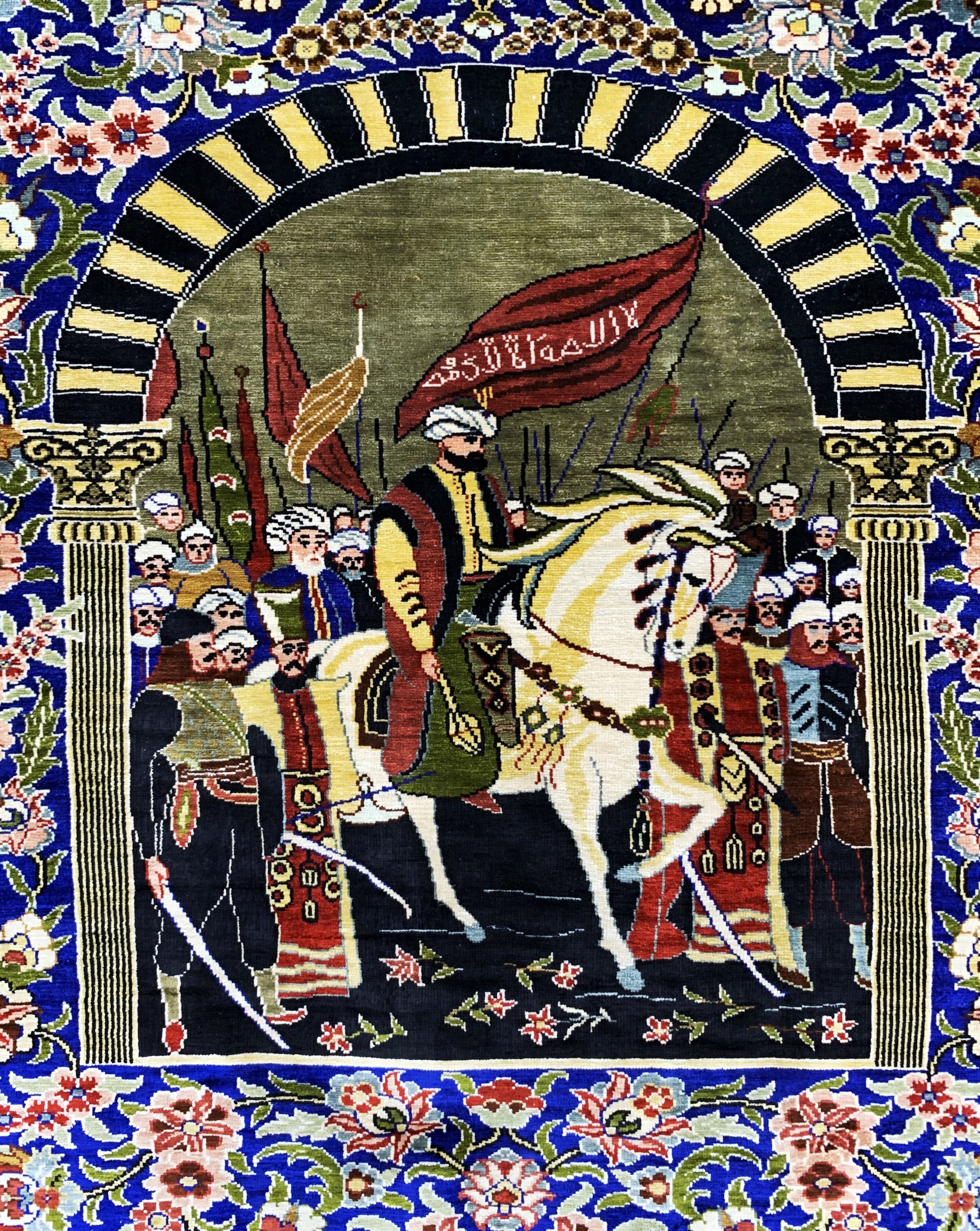 Detail a: Hereke Seide fein(12 x 12), signiert, Türkei, Mitte 20.Jhd, reine Naturseide, ca. 58x 54 cm, ca. 1,44 Mio. Kn/qm, EHZ:(nehezu neuwertig).