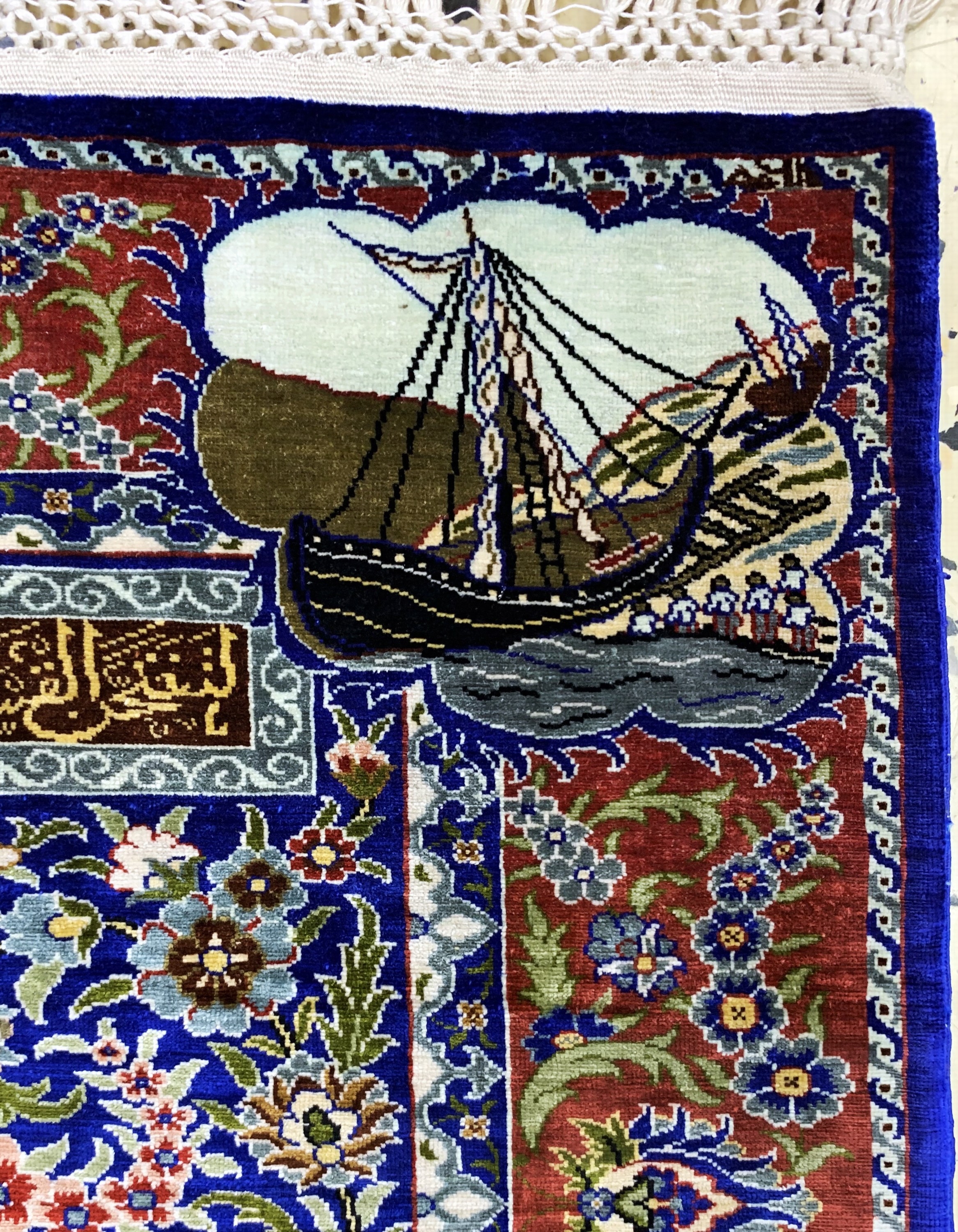 Detail f: Hereke Seide fein(12 x 12), signiert, Türkei, Mitte 20.Jhd, reine Naturseide, ca. 58x 54 cm, ca. 1,44 Mio. Kn/qm, EHZ:(nehezu neuwertig).