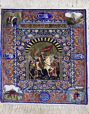 Image Hereke Seide fein(12 x 12), signiert, Türkei, Mitte 20.Jhd, reine Naturseide, ca. ...