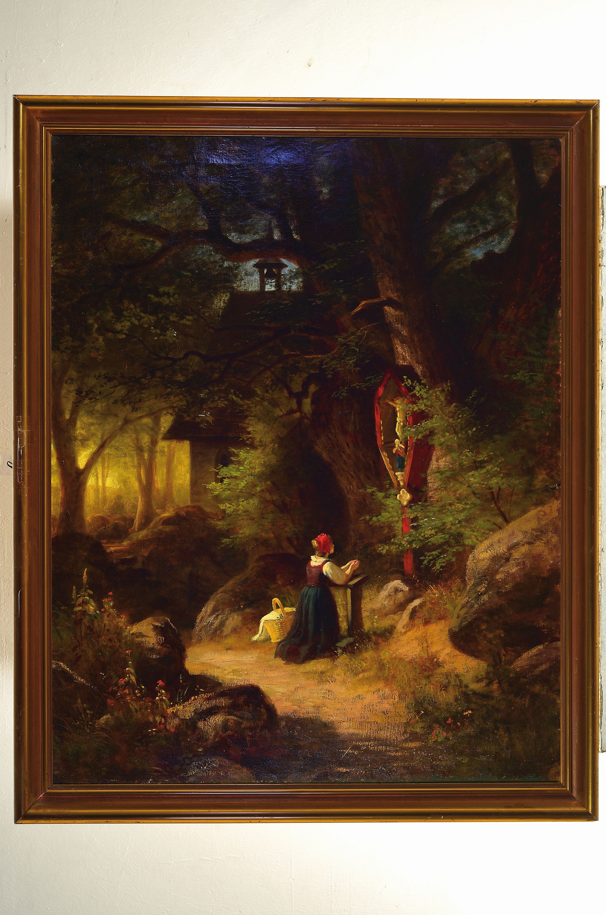 Detail k: Rudolf Epp, 1834 Eberbach-1910 München, Junge Frau vor einem Bildstock, Öl/Lwd, sign. und dat. 1869 rechts unten, ca. 90x71.5cm, R. ca. 100x80cm
