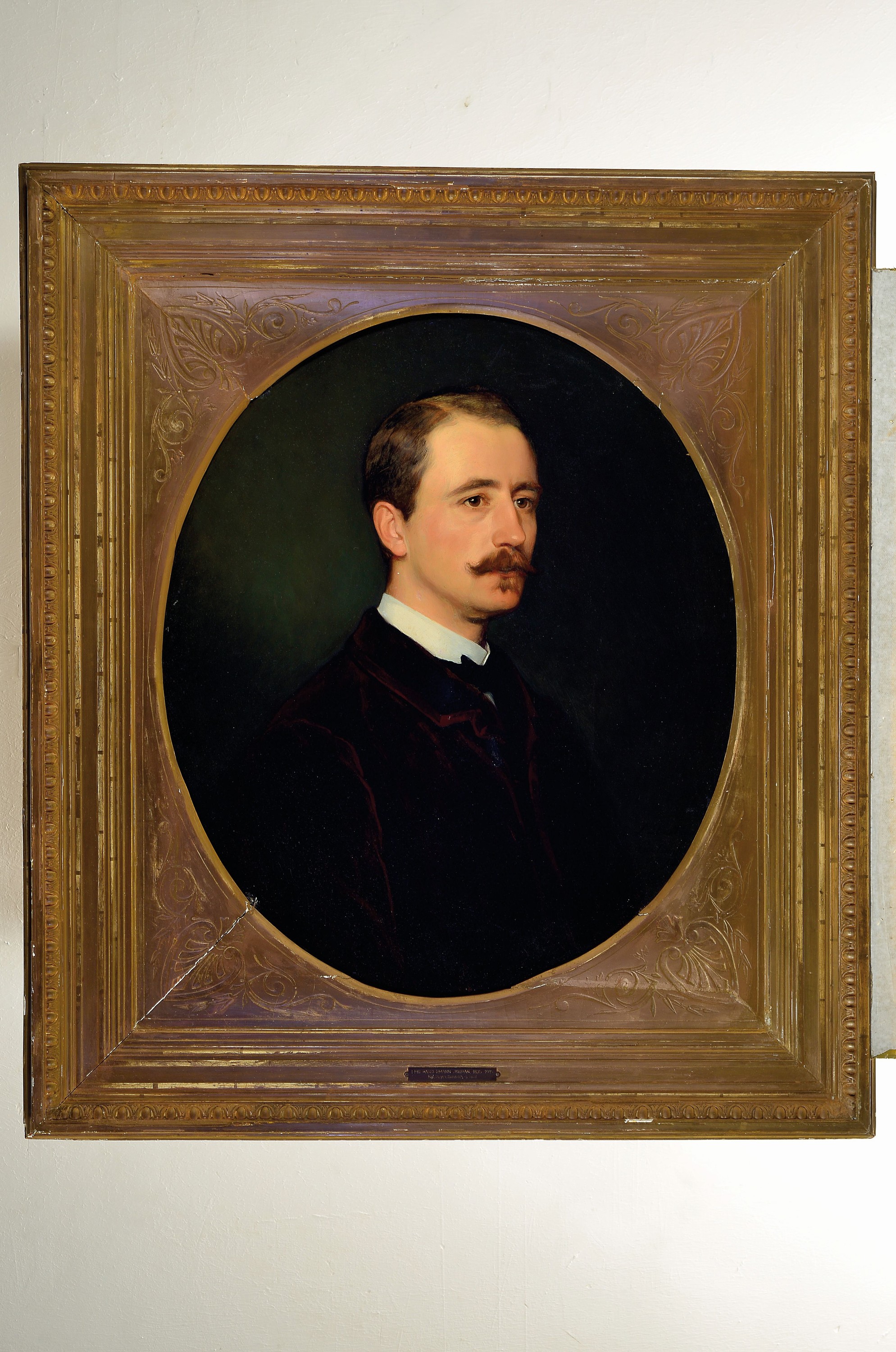 Ludwig des Coudres, 1820 Kassel-1878 Karlsruhe, Porträt des Emil Bassermann- Jordan, Öl/Lwd, klassische lasierende Malerei mit ...