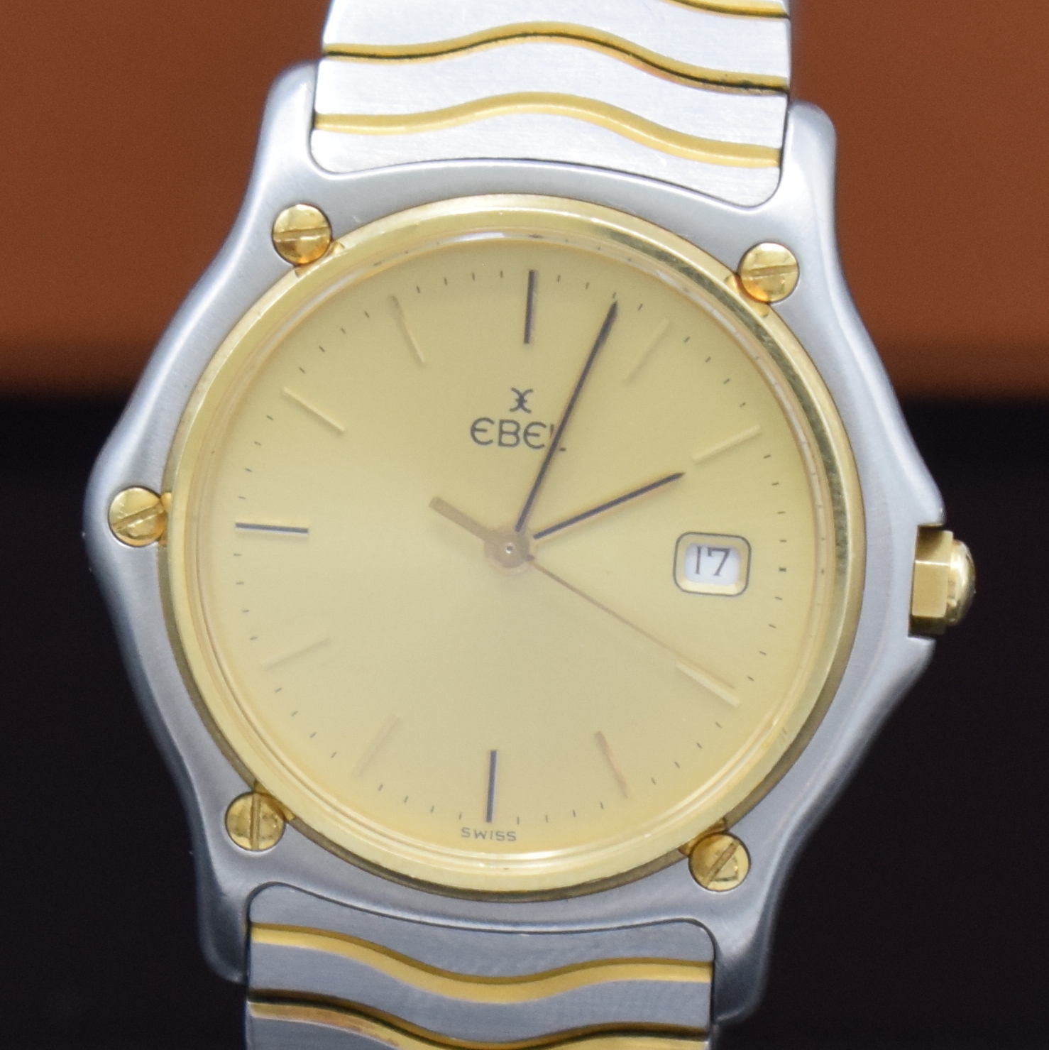 Detail a: EBEL Sport Classic Armbanduhr in Stahl/Gold, Schweiz um 1990, quartz, Monocoque-Geh., 5- fach über Lünette verschr., gold. Zifferbl., gold. Indizes ...