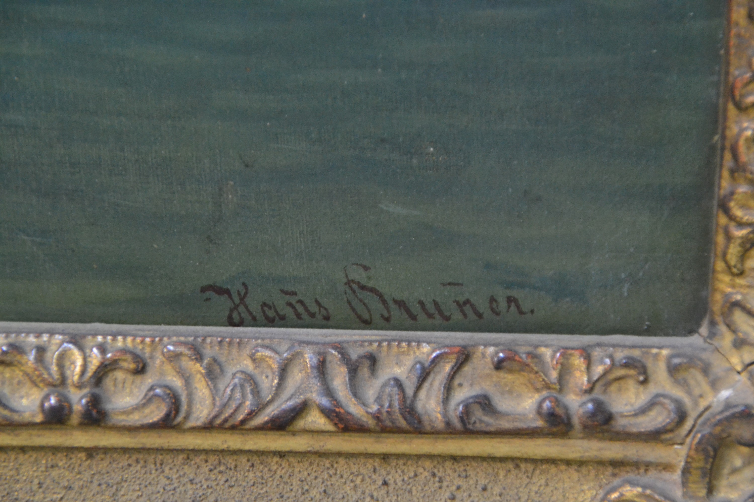Detail a: Hans Brunner, 1813-1888 München, Genremalerei, oberbayerischer Hochzeitszug zu Schiffe, zwei Ruderboote mit Kapelle, Feiernden und dem Brautpaar ...