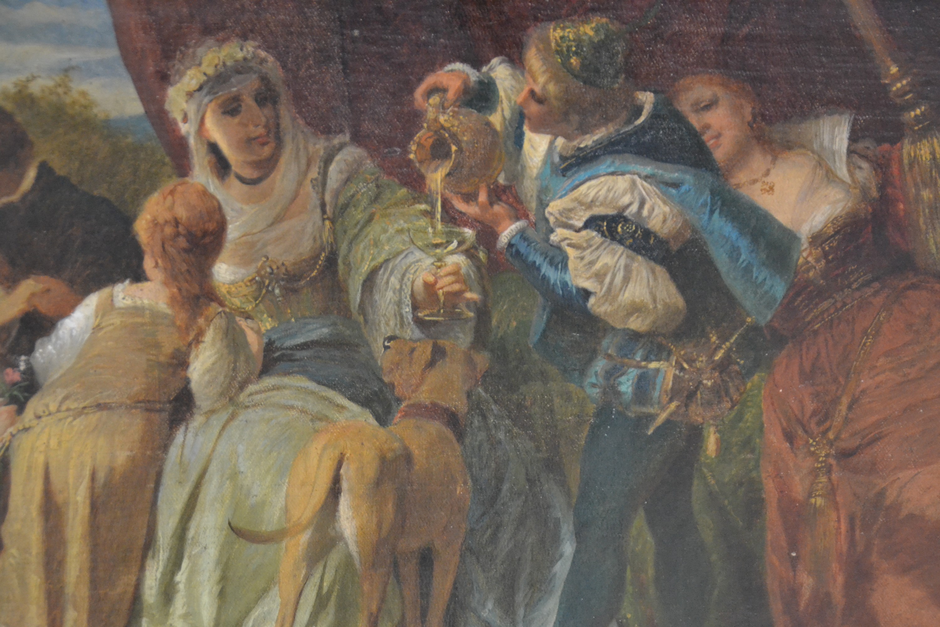 Detail c: Eugen Johann Georg Klimsch, 1839-1896 Frankfurt am Main, Festgelage, dionysische Figurengruppe aus lagernden Aristokraten, einem zentralen Brautpaar ...