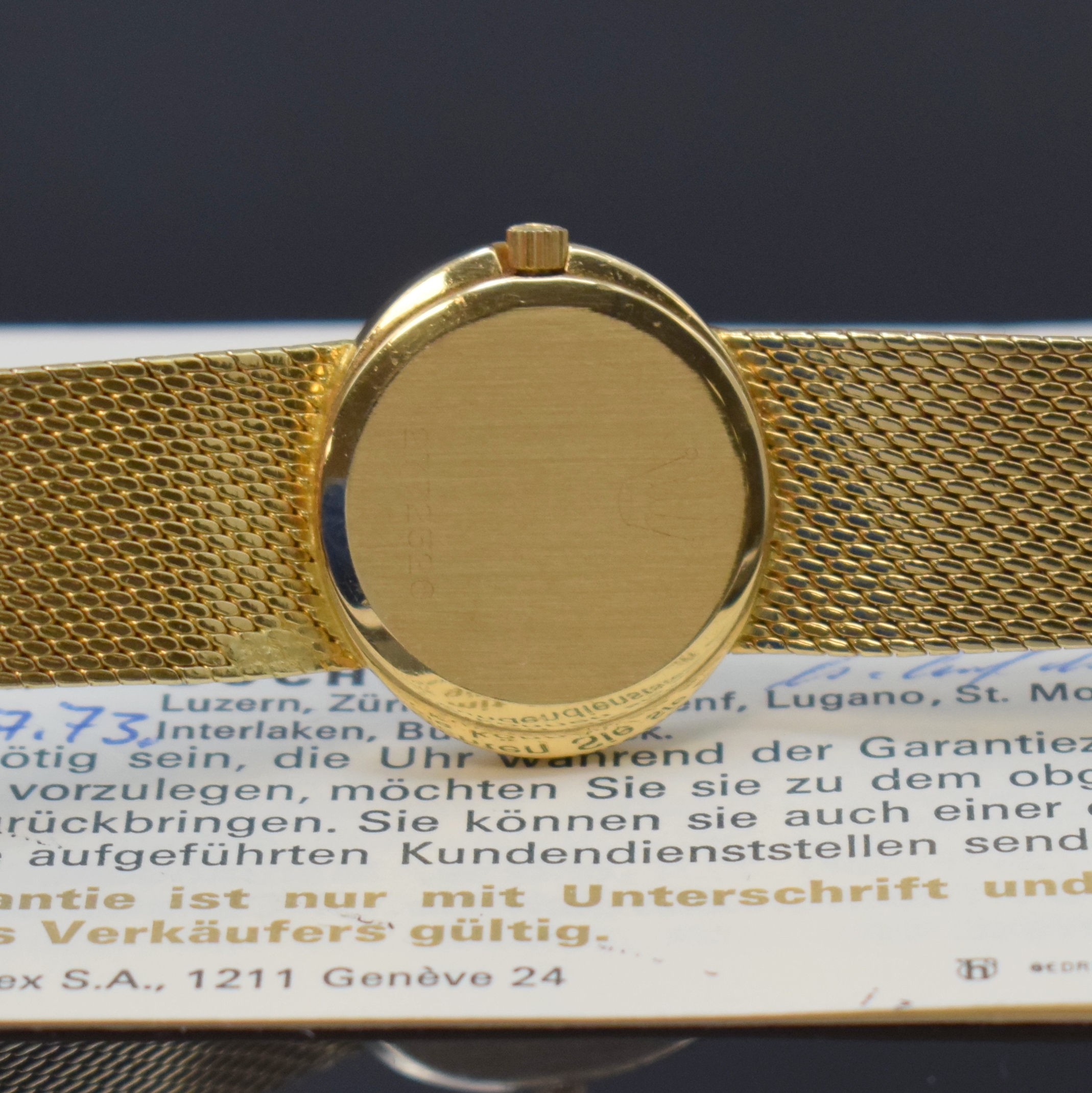 Detail d: ROLEX Cellini Damenarmbanduhr in GG 750/000 Referenz 3768, Schweiz lt. orig. Papier verk. 1973, Handaufzug, 2-tlg. Geh., Boden aufgedr., anges. ...